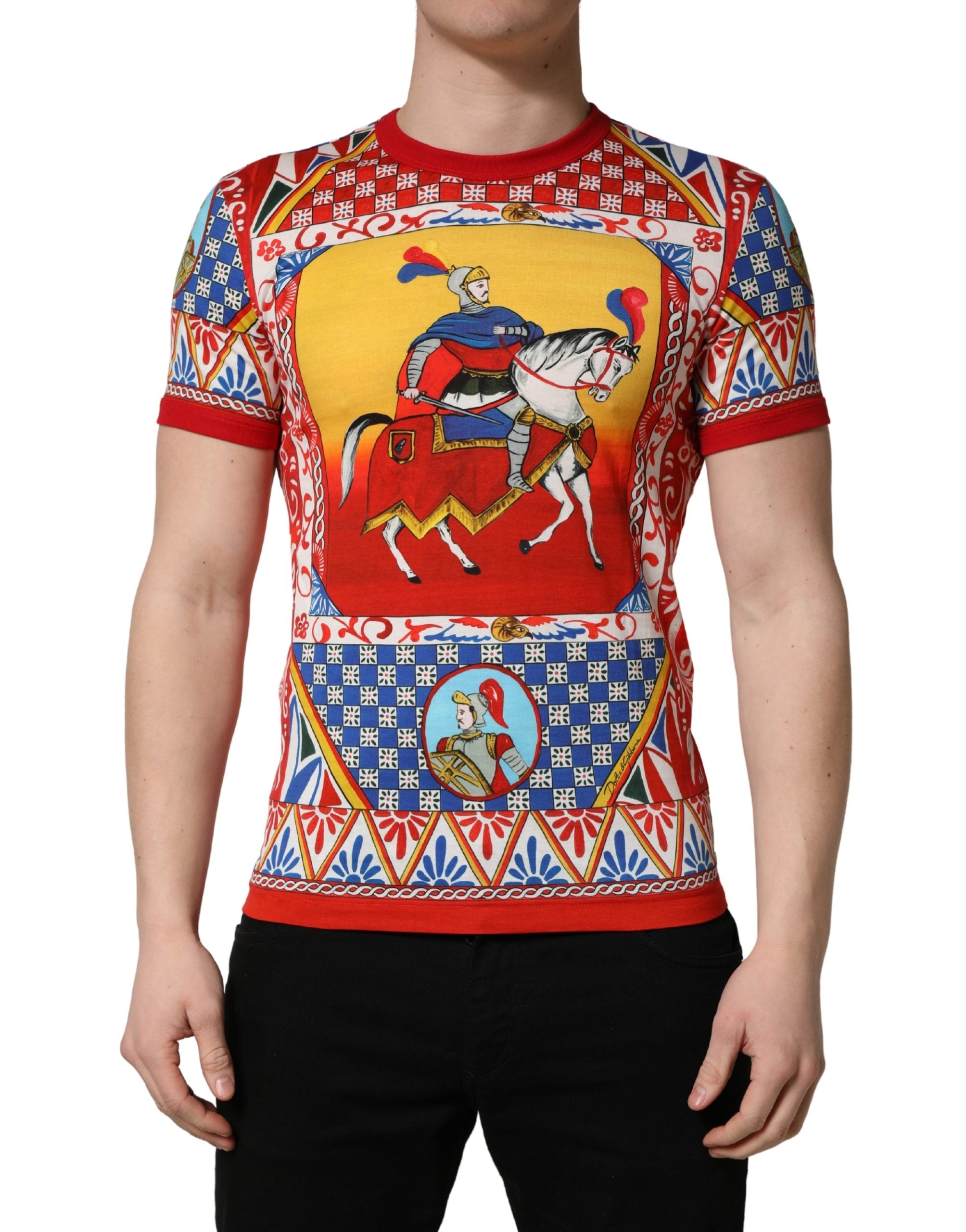 Dolce & Gabbana Multicolor Carretto Print Crew Neck T-shirt Dolce & Gabbana