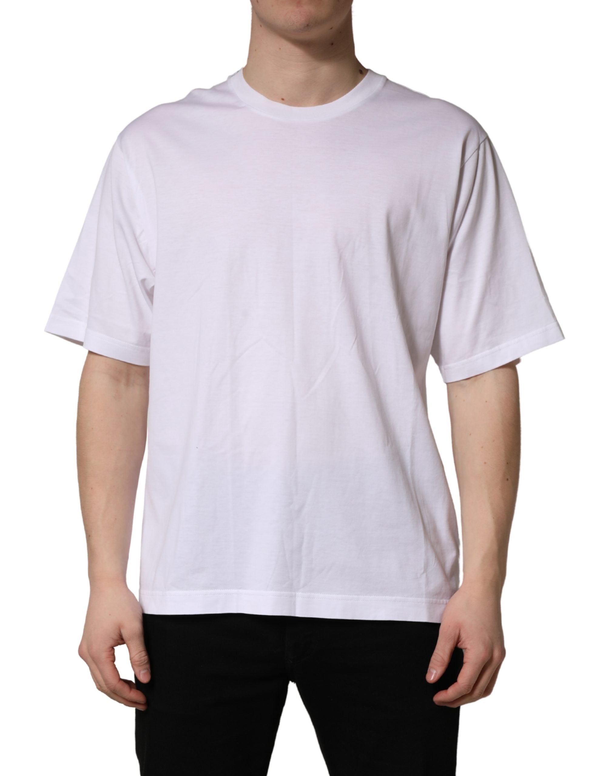 Dolce & Gabbana White Oversized Cotton Men Crew Neck T-shirt Dolce & Gabbana