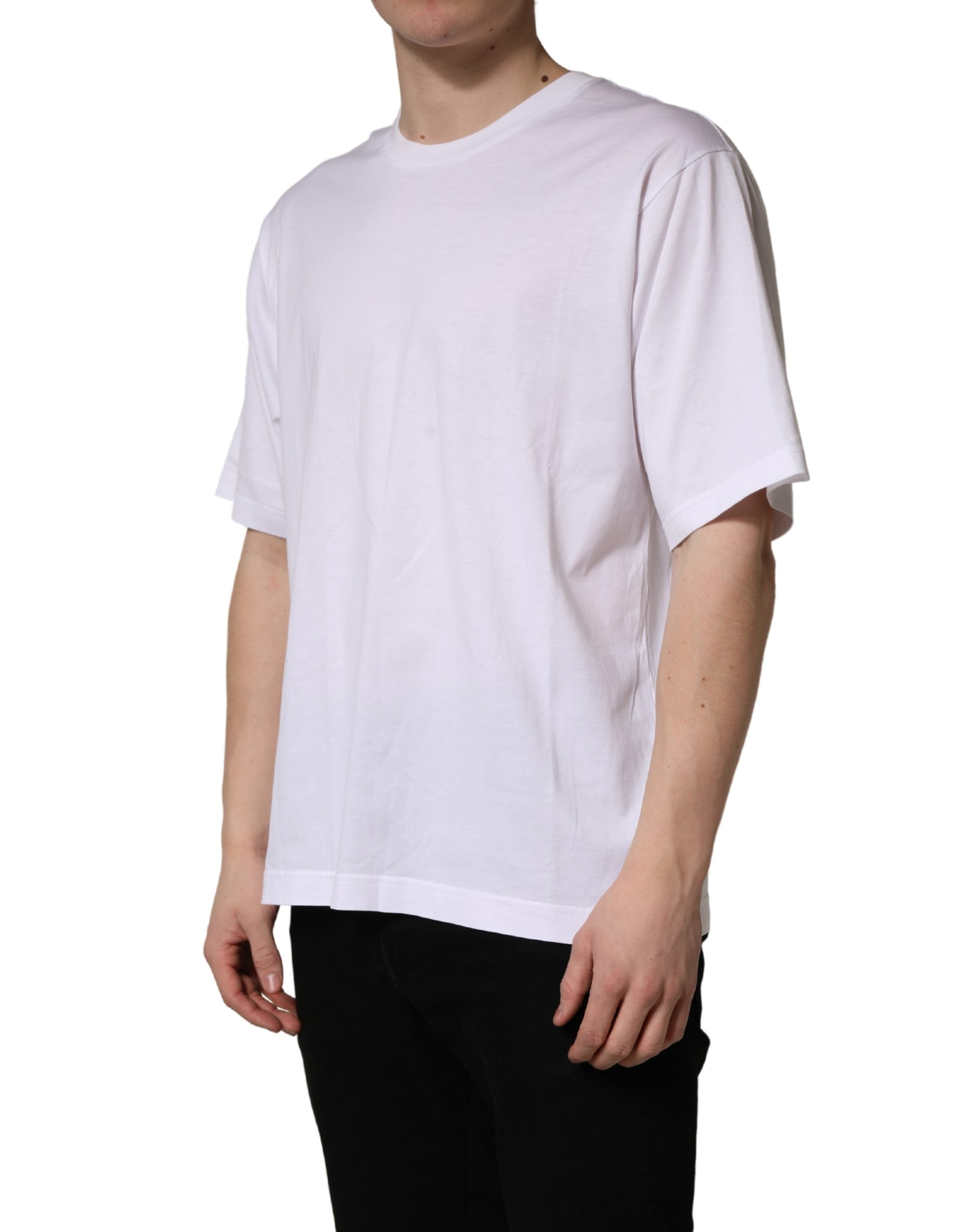 Dolce & Gabbana White Oversized Cotton Men Crew Neck T-shirt Dolce & Gabbana
