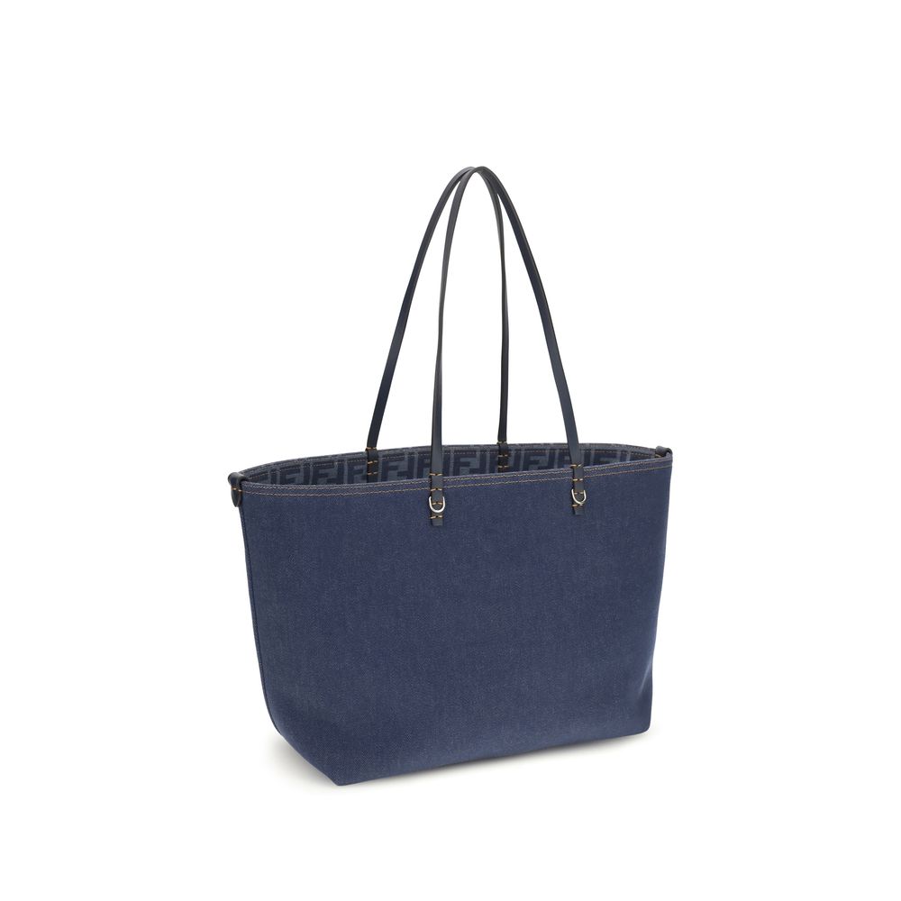 Fendi Blue Cotton Shoulder Bag Fendi