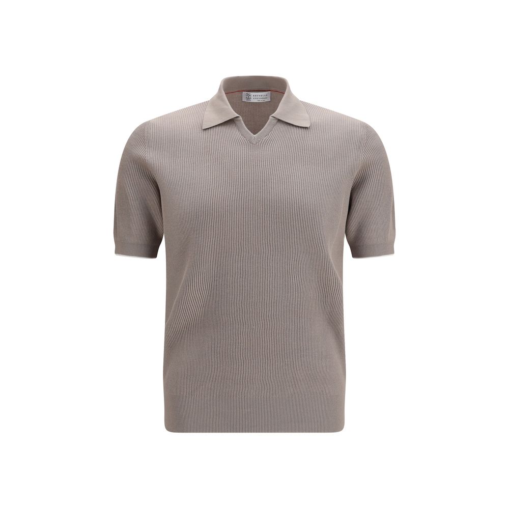 Brunello Cucinelli Gray Cotton Polo Shirt Brunello Cucinelli