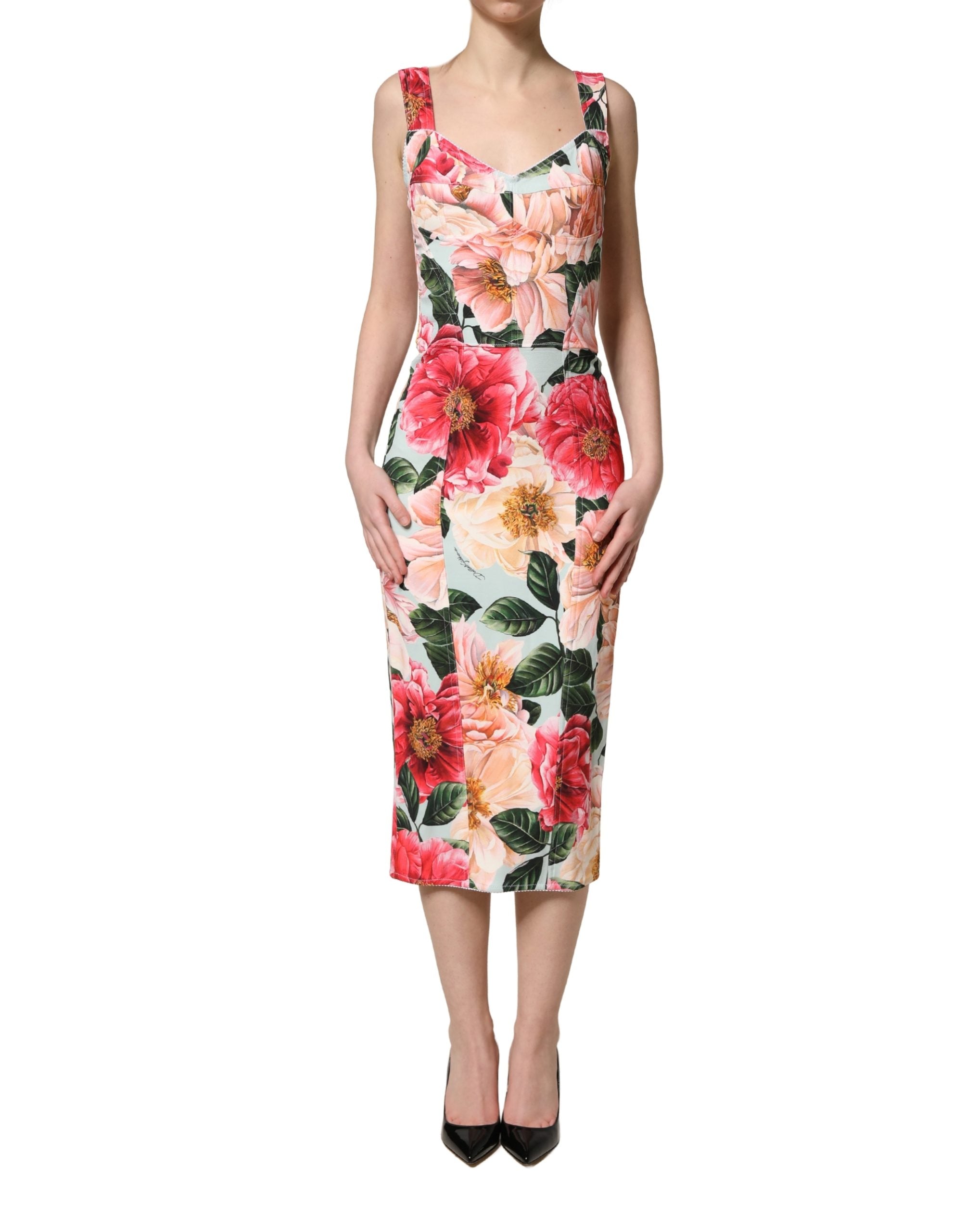 Dolce & Gabbana Multicolor Floral Print Viscose Sheath Dress Dolce & Gabbana