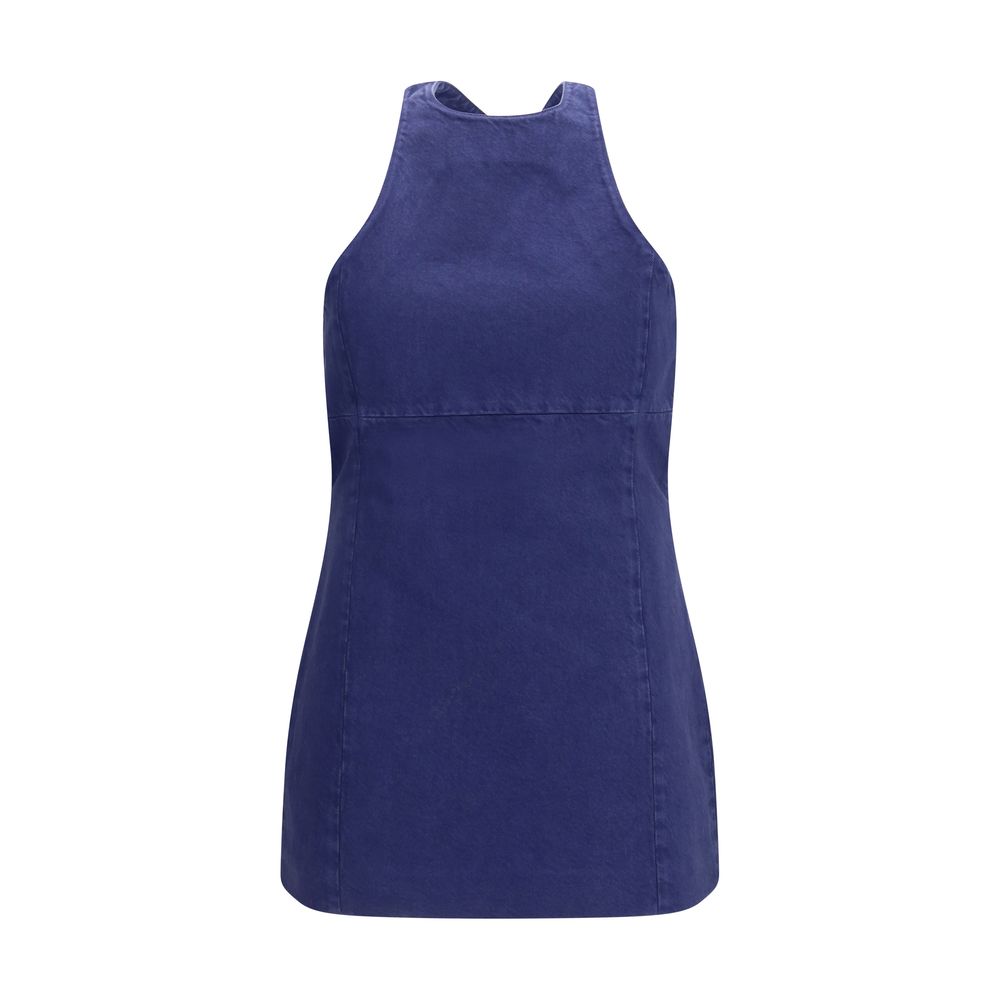 Miu Miu Blue Cotton Casual Dress Miu Miu