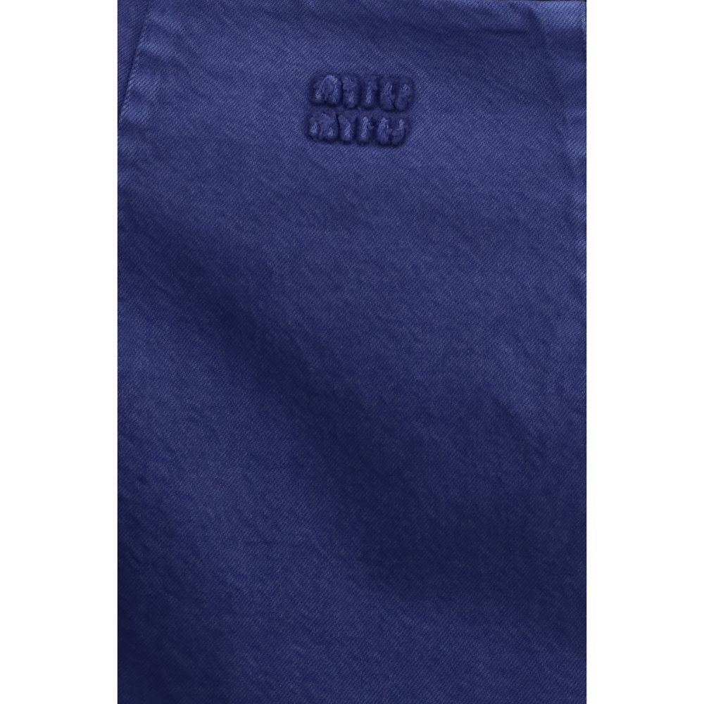 Miu Miu Blue Cotton Casual Dress Miu Miu