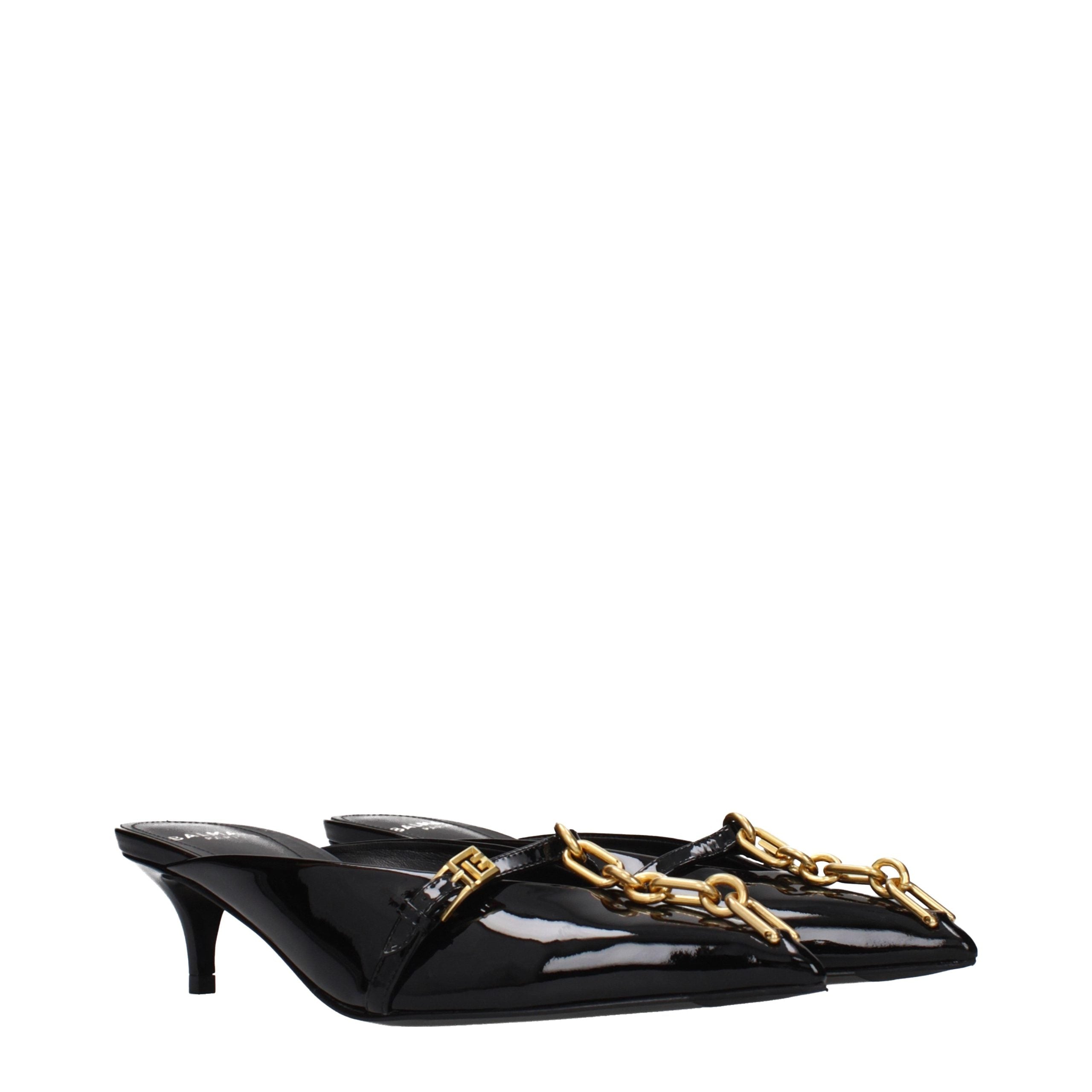 Balmain Black Leather Platform Sandals Balmain