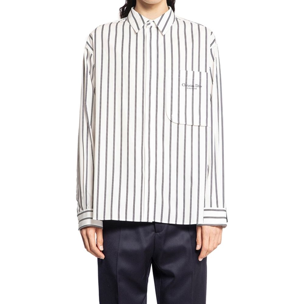 Dior White Cotton Pattern Shirt Dior
