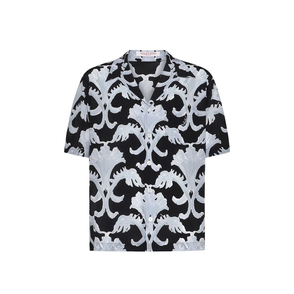 Valentino Garavani Black Silk Pattern Shirt Valentino Garavani