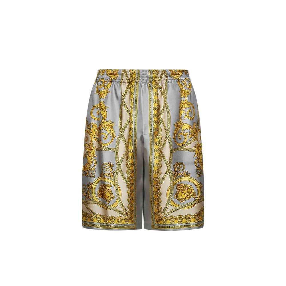 Versace Gray Silk Bermuda Shorts Versace