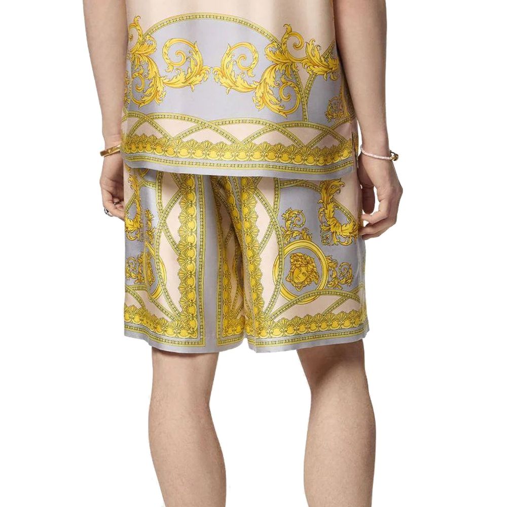 Versace Gray Silk Bermuda Shorts Versace
