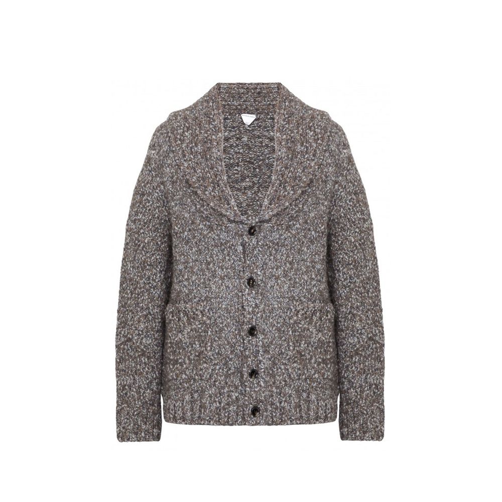 Bottega Veneta Gray Alpaca Leather Cardigan Bottega Veneta