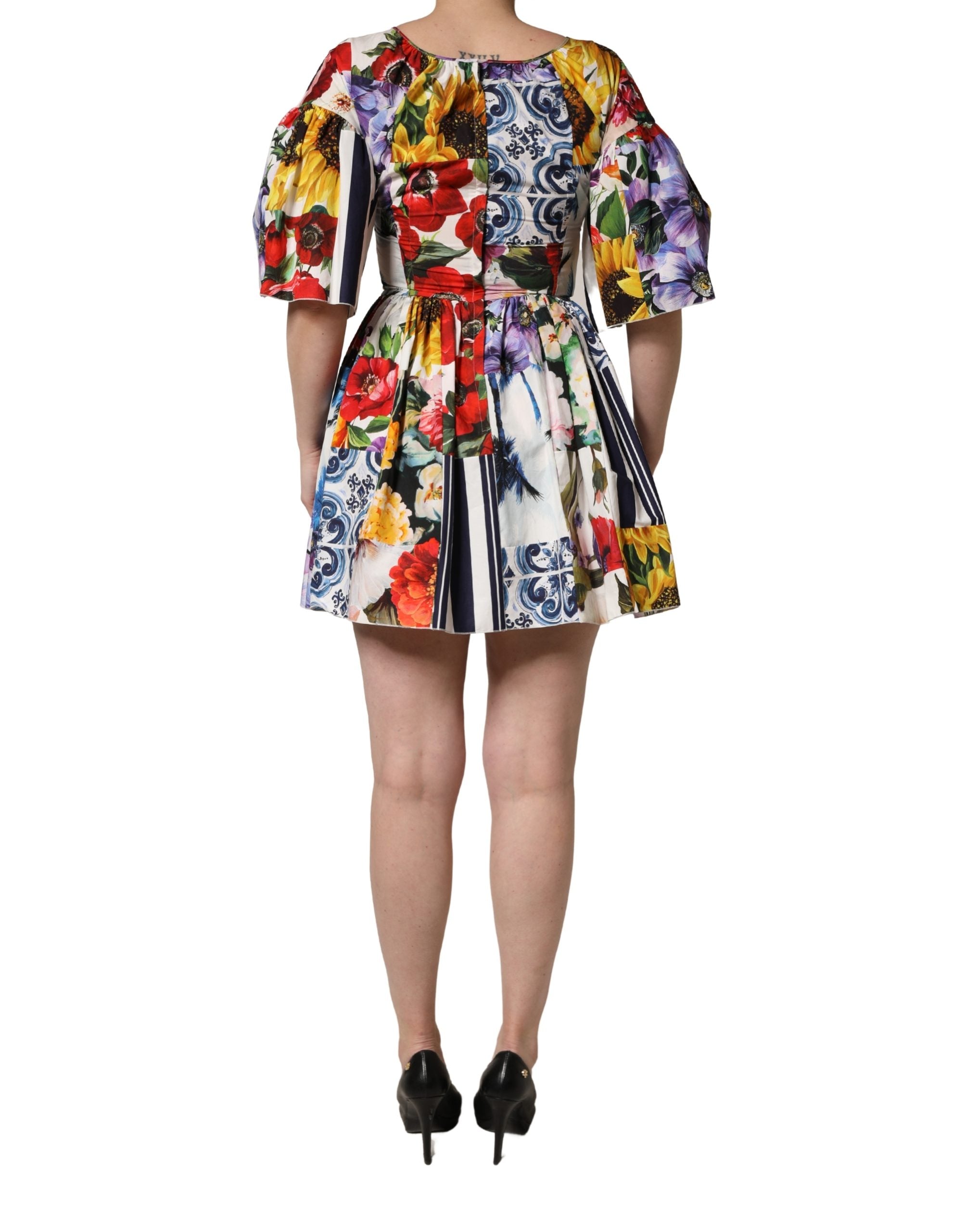 Dolce & Gabbana Multicolor Patchwork Cotton Poplin Mini Dress Dolce & Gabbana