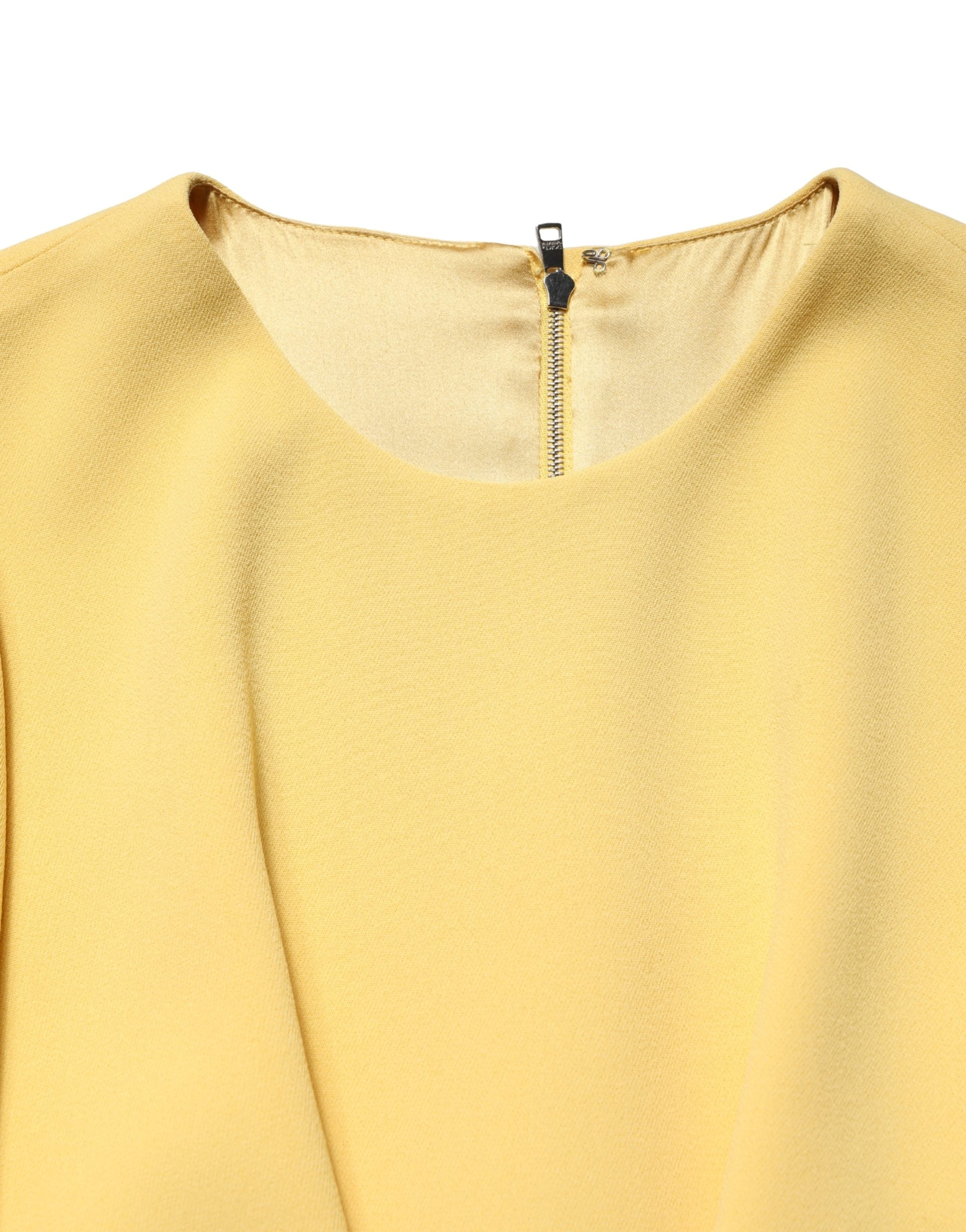 Dolce & Gabbana Yellow Short-Sleeved Crew Neck Midi Dress Dolce & Gabbana