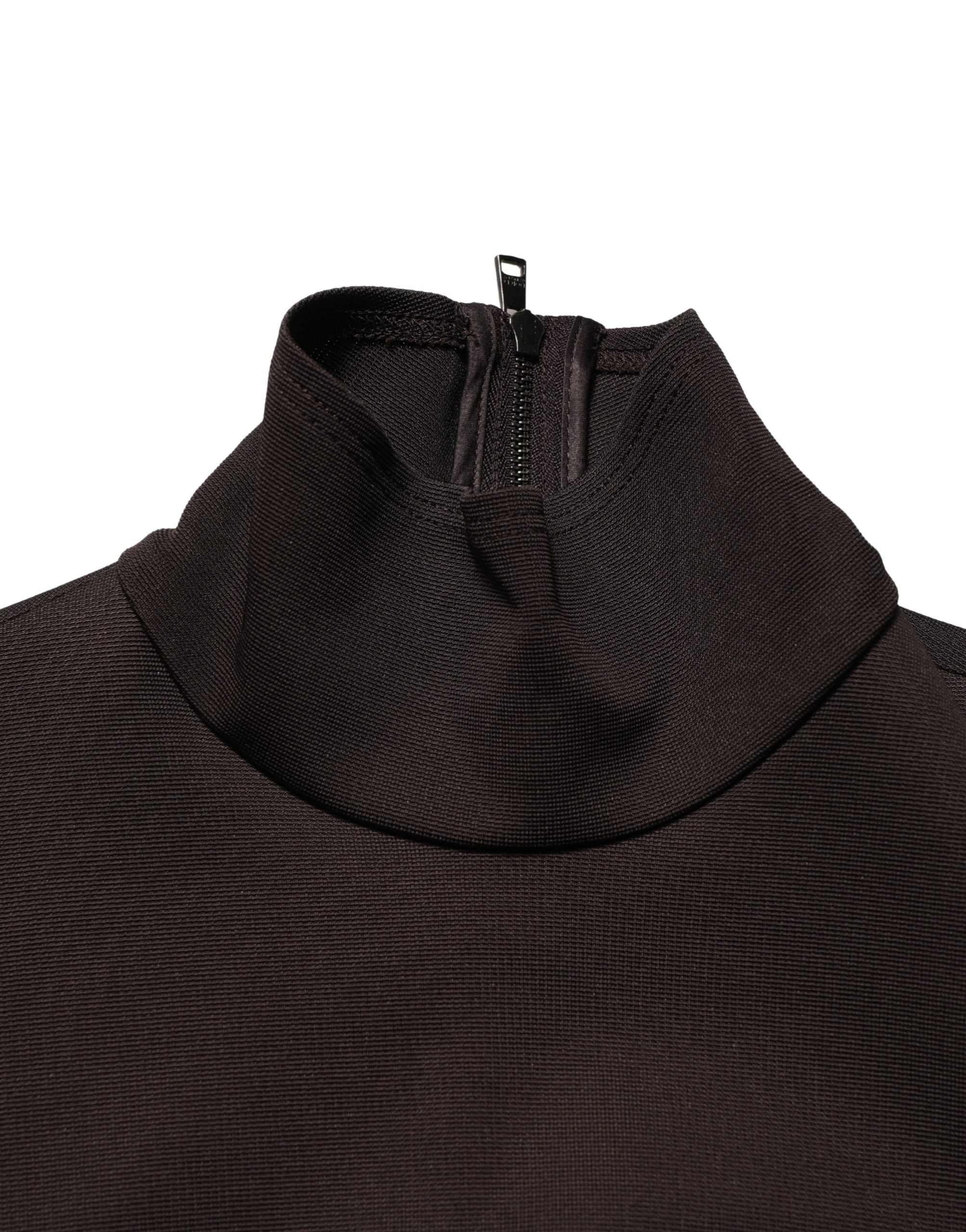 Dolce & Gabbana Brown Turtleneck Jersey Long Maxi Dress Dolce & Gabbana