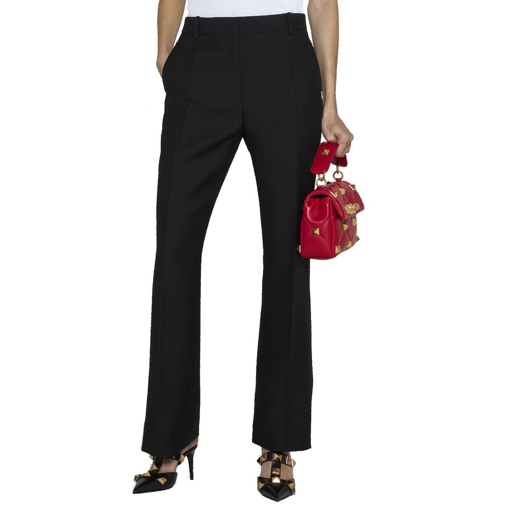 Valentino Garavani Black Silk Flared Pants Valentino Garavani