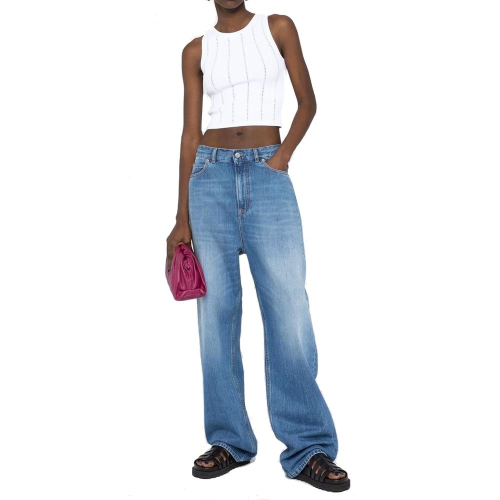 Valentino Blue Cotton Relaxed Fit Jeans Valentino