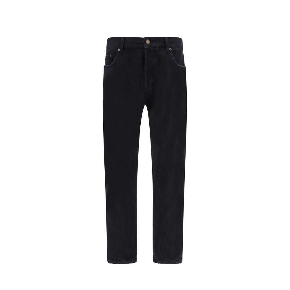 Saint Laurent Black Cotton Straight-Leg Jeans Saint Laurent