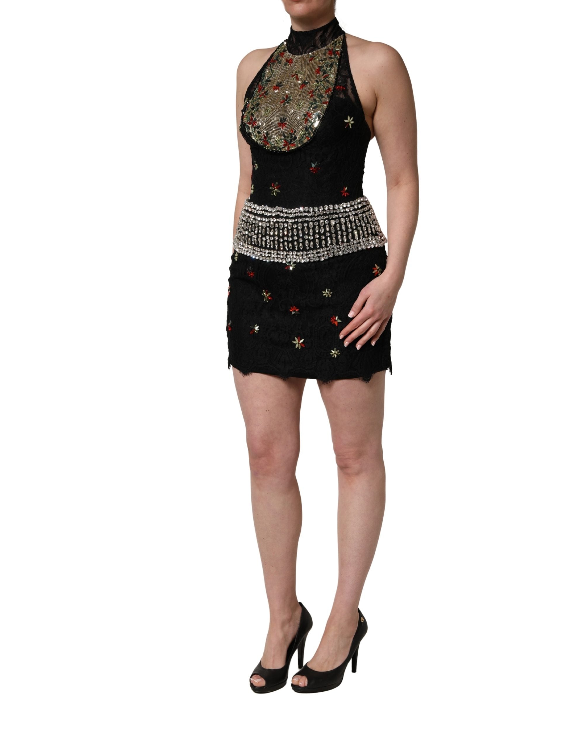 Dolce & Gabbana Black Sequin Embellished Sheath Mini Dress Dolce & Gabbana