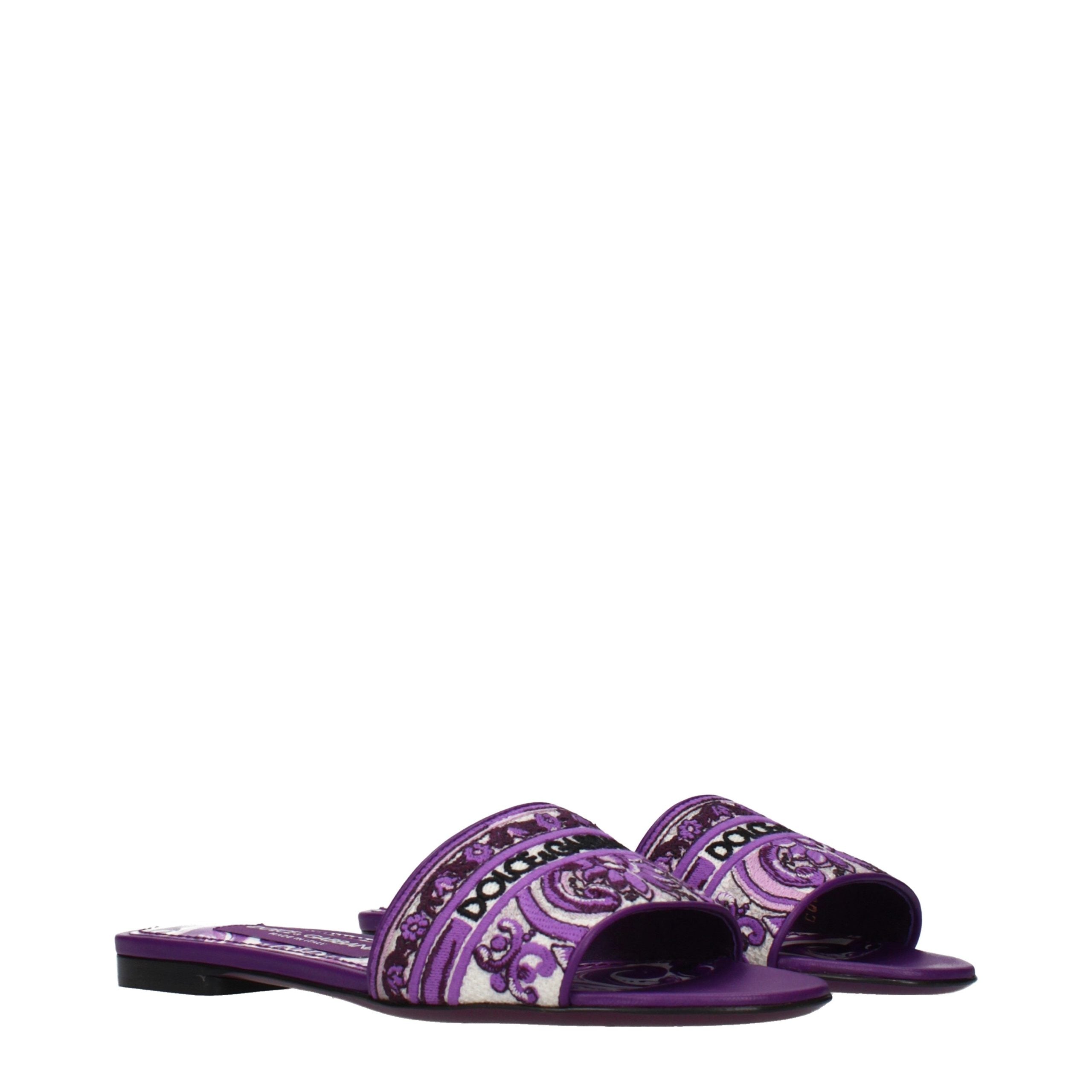 Dolce & Gabbana Purple Fabric Slippers Dolce & Gabbana