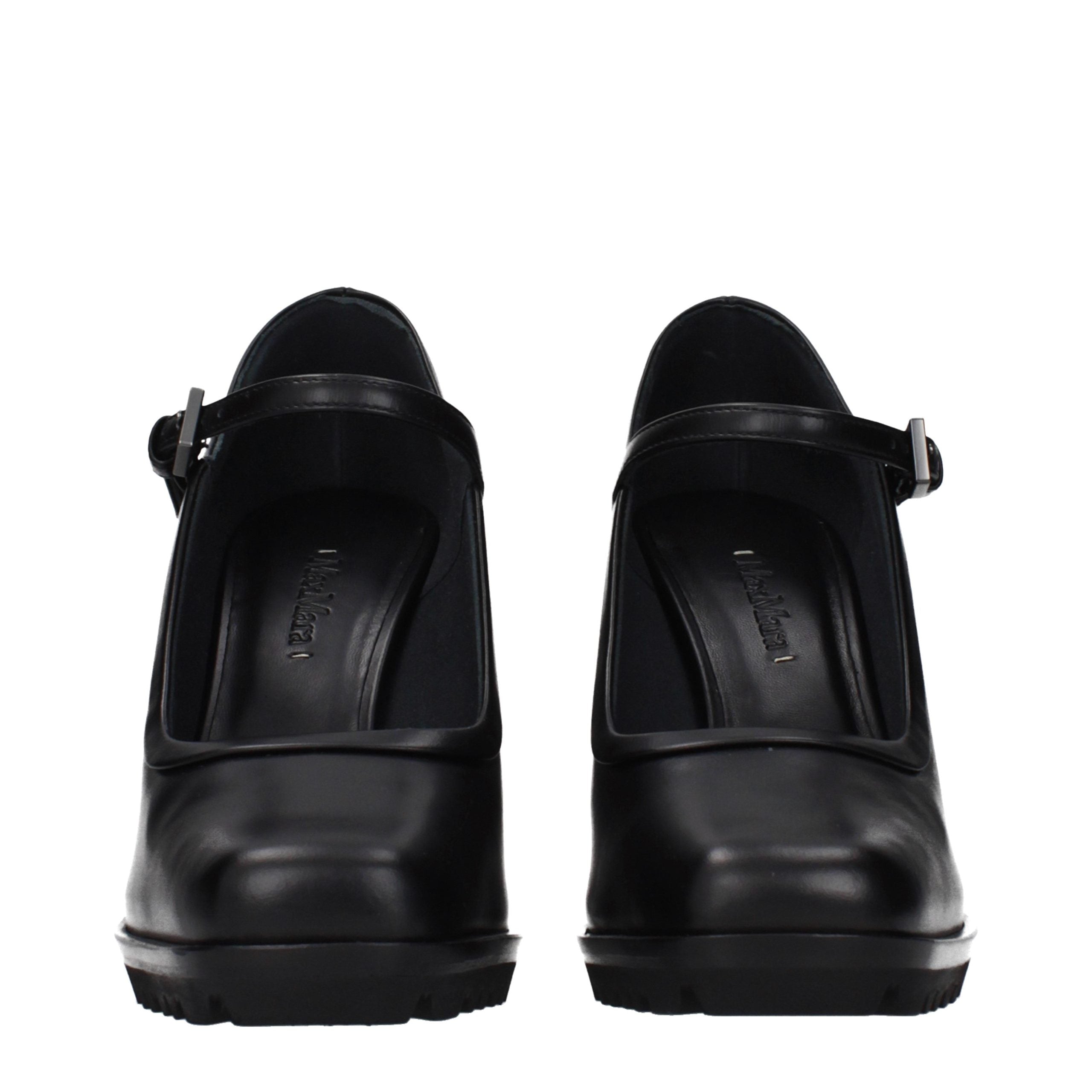 Max Mara Black Leather High Heel Pumps Max Mara