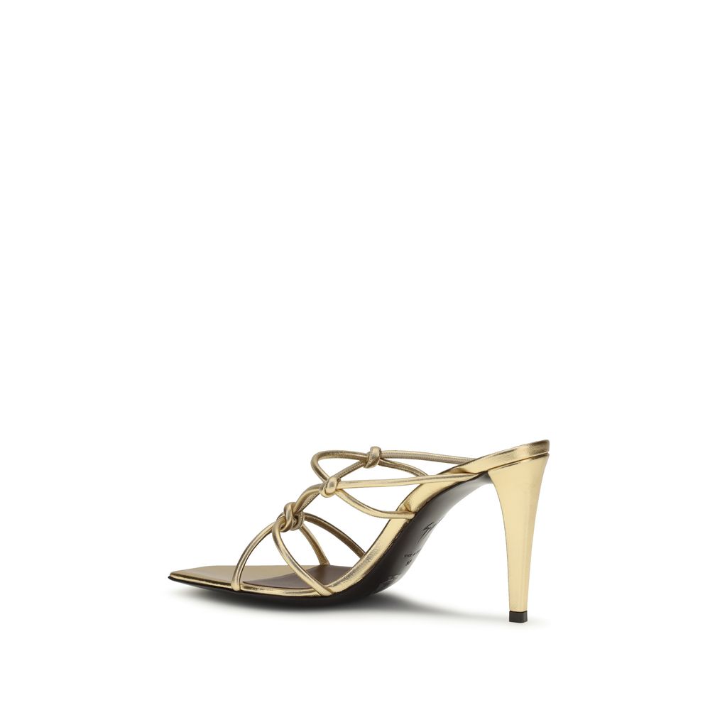 Giuseppe Zanotti Gold Calf Leather Bos Taurus Stiletto Heel Sandals Giuseppe Zanotti