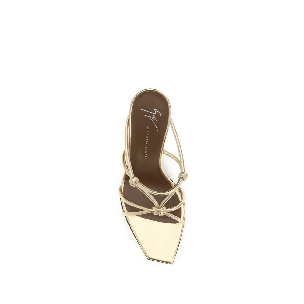 Giuseppe Zanotti Gold Calf Leather Bos Taurus Stiletto Heel Sandals Giuseppe Zanotti