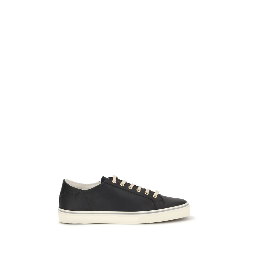 Brunello Cucinelli Black Calf Leather Bos Taurus Low Top Sneakers Brunello Cucinelli