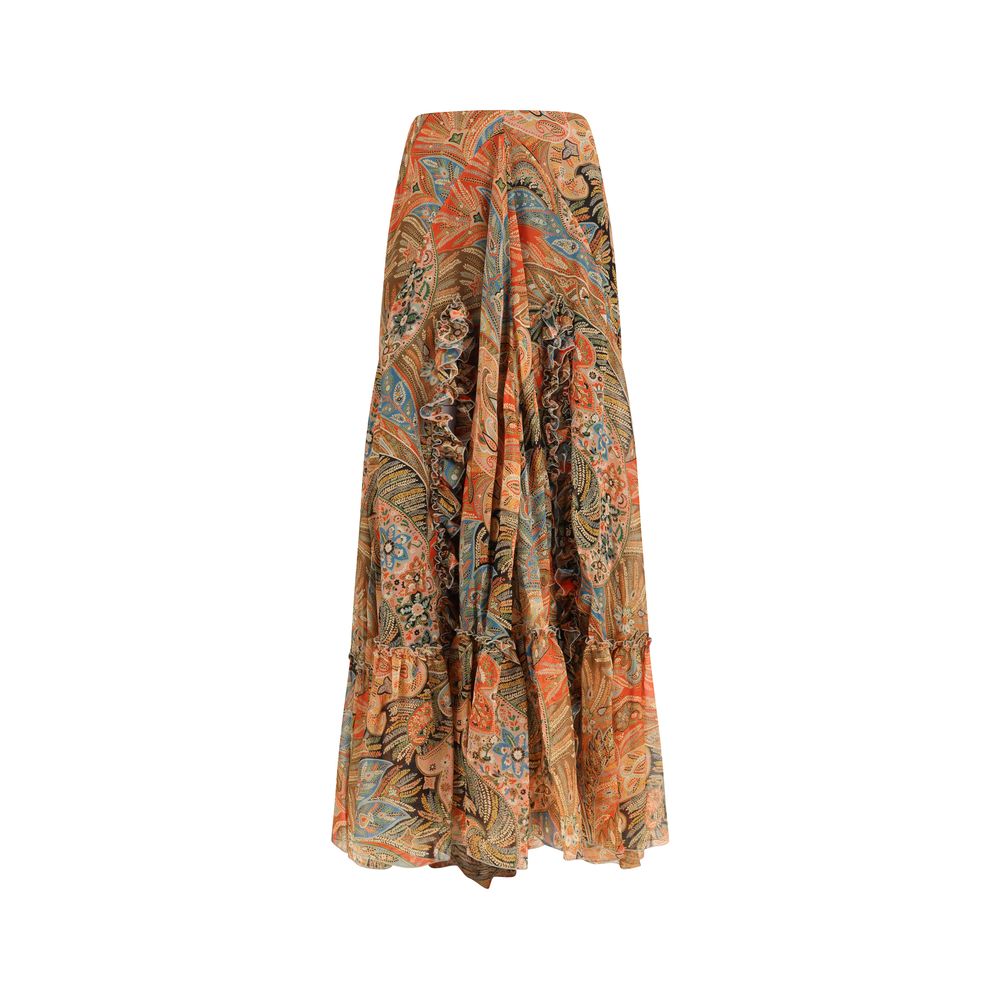 Etro Multicolor Silk Long Skirt Etro