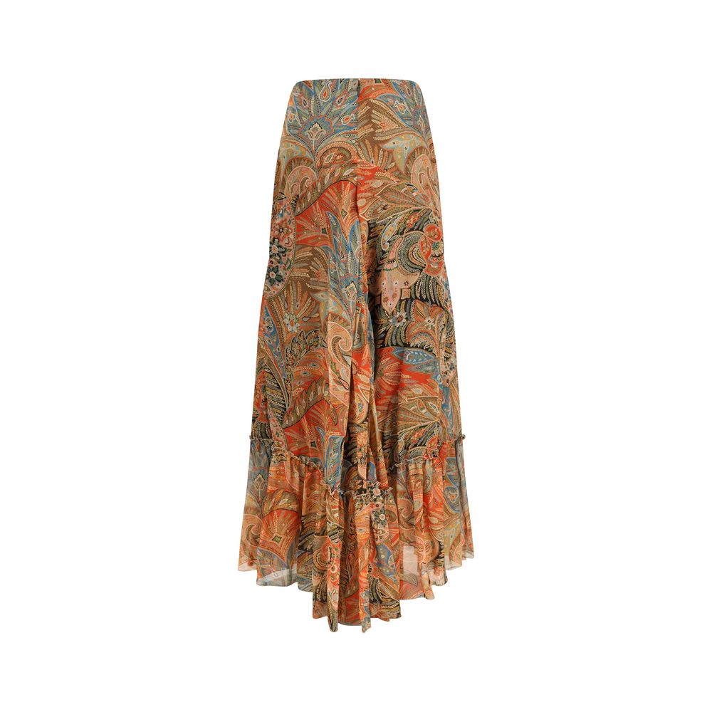 Etro Multicolor Silk Long Skirt Etro