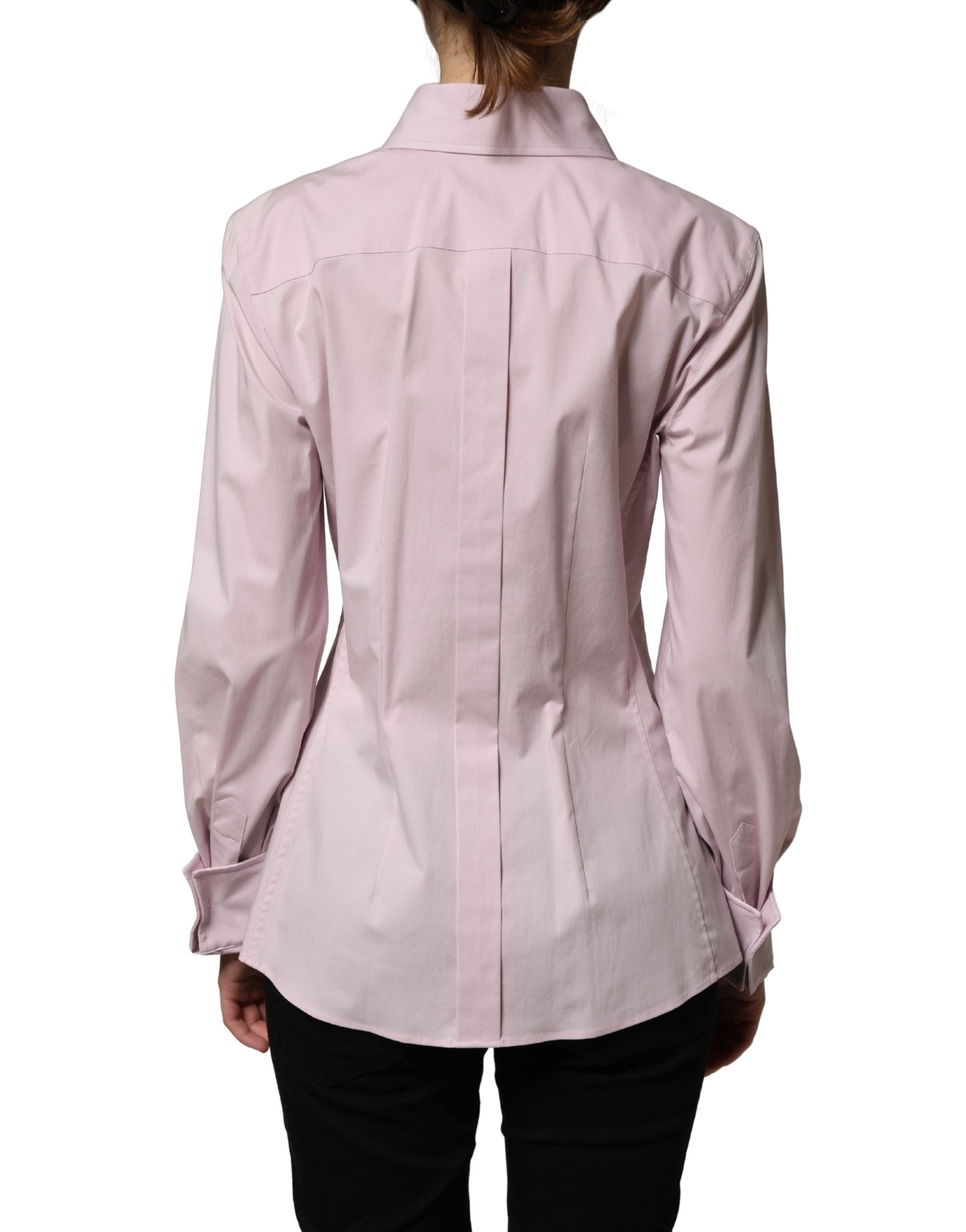 Dolce & Gabbana Pink Cotton Long Sleeves Collared Shirt Top Dolce & Gabbana