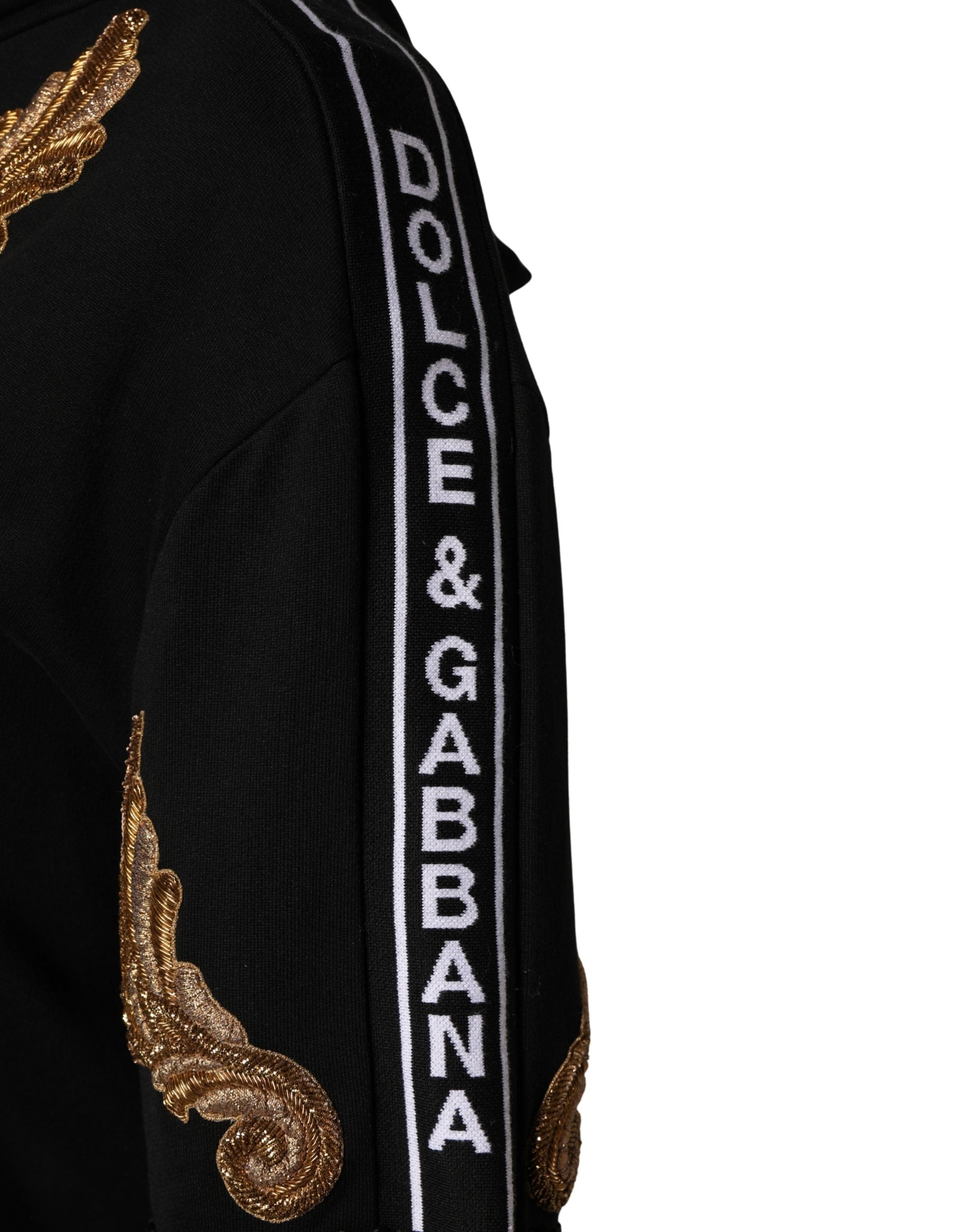 Dolce & Gabbana Black Embroidered Tassel Hooded Sweatshirt Sweater Dolce & Gabbana