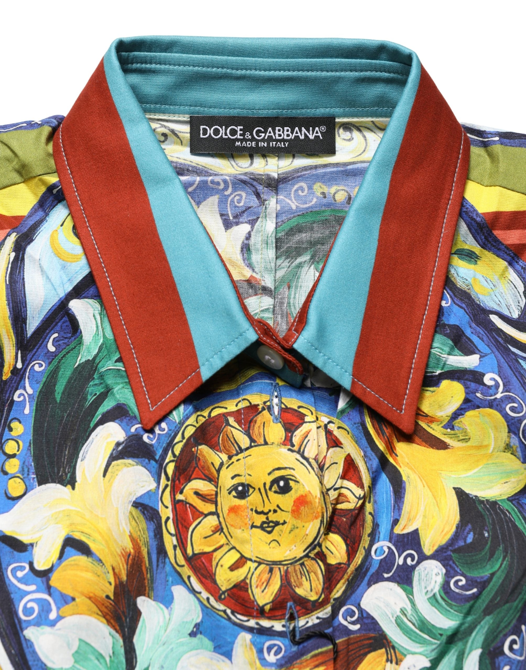 Dolce & Gabbana Multicolor Majolica Print Cotton Blouse Top Dolce & Gabbana