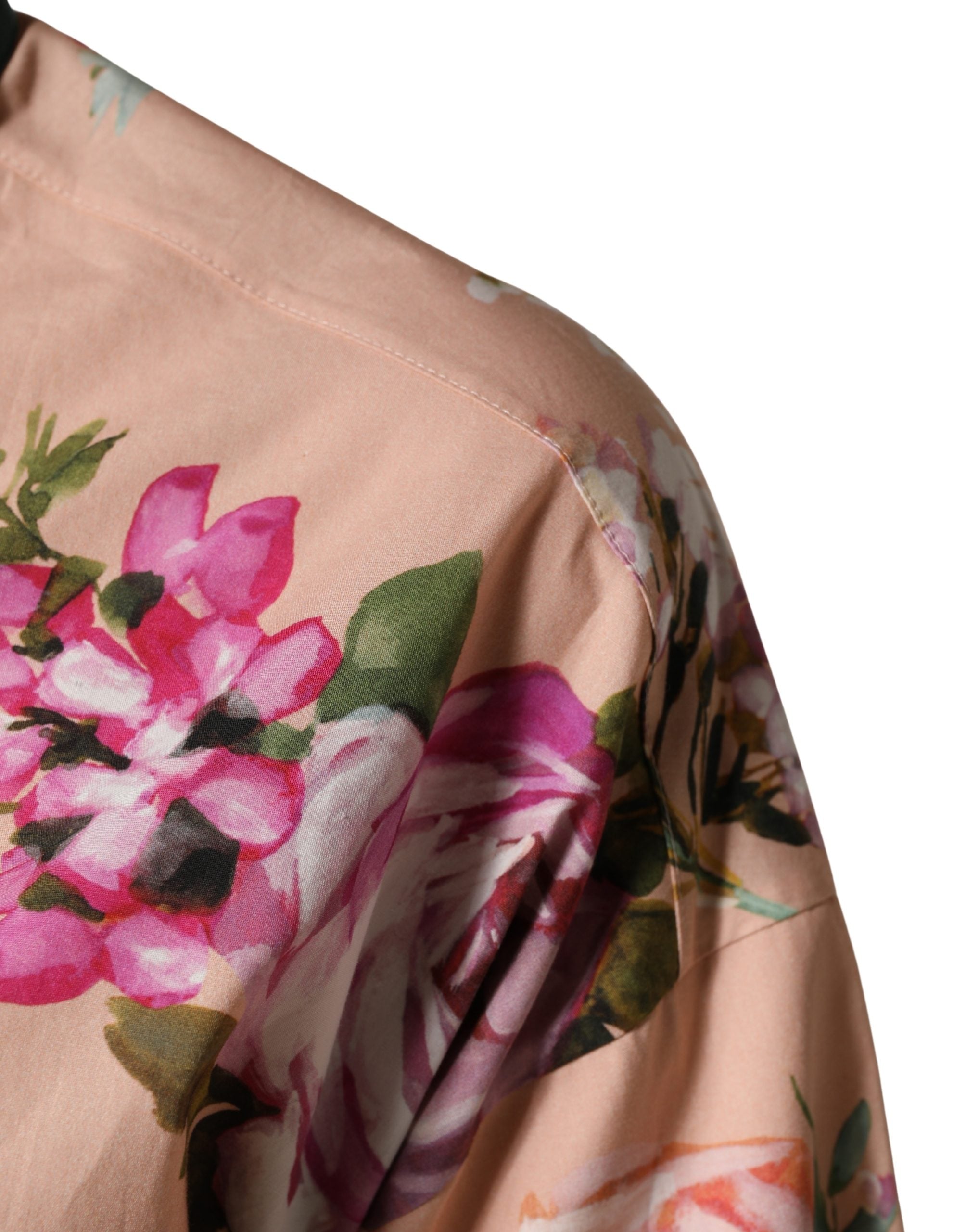 Dolce & Gabbana Pink Floral Cotton Button Front Shirt Top Dolce & Gabbana