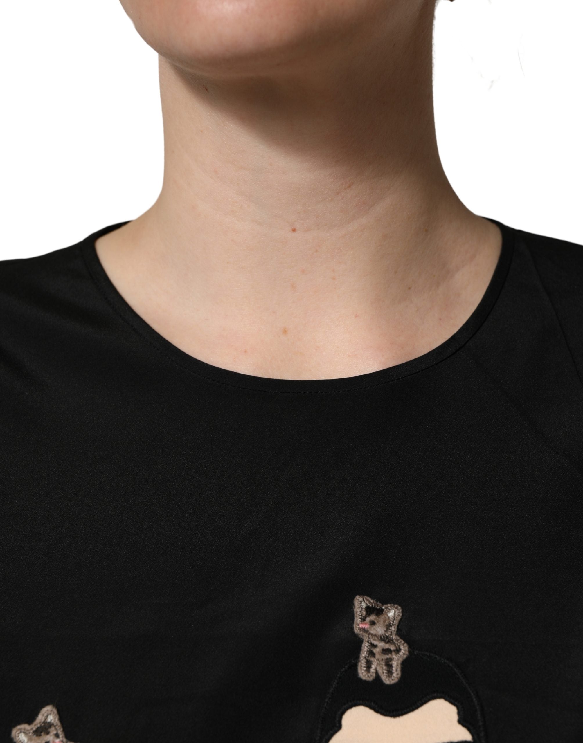 Dolce & Gabbana Black #dgfamily Silk Blouse Top Dolce & Gabbana