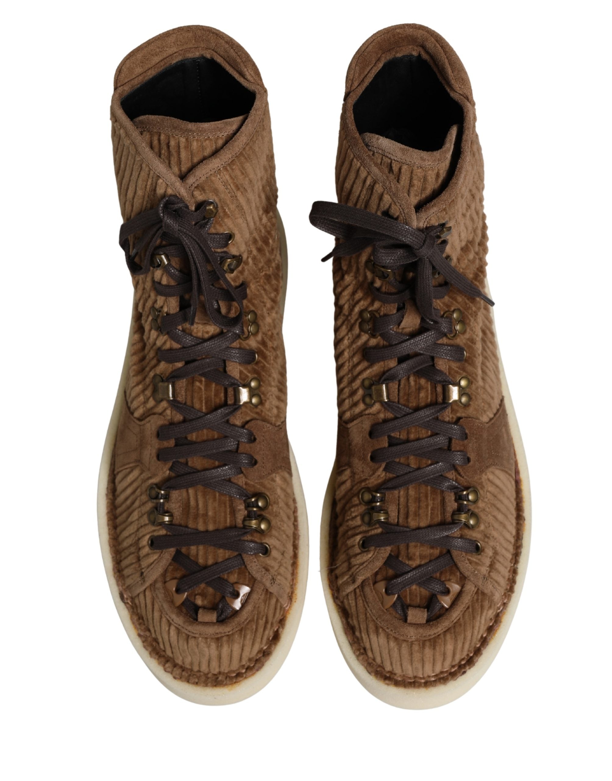 Dolce & Gabbana Brown Corduroy High Top Oxford Boots Dolce & Gabbana