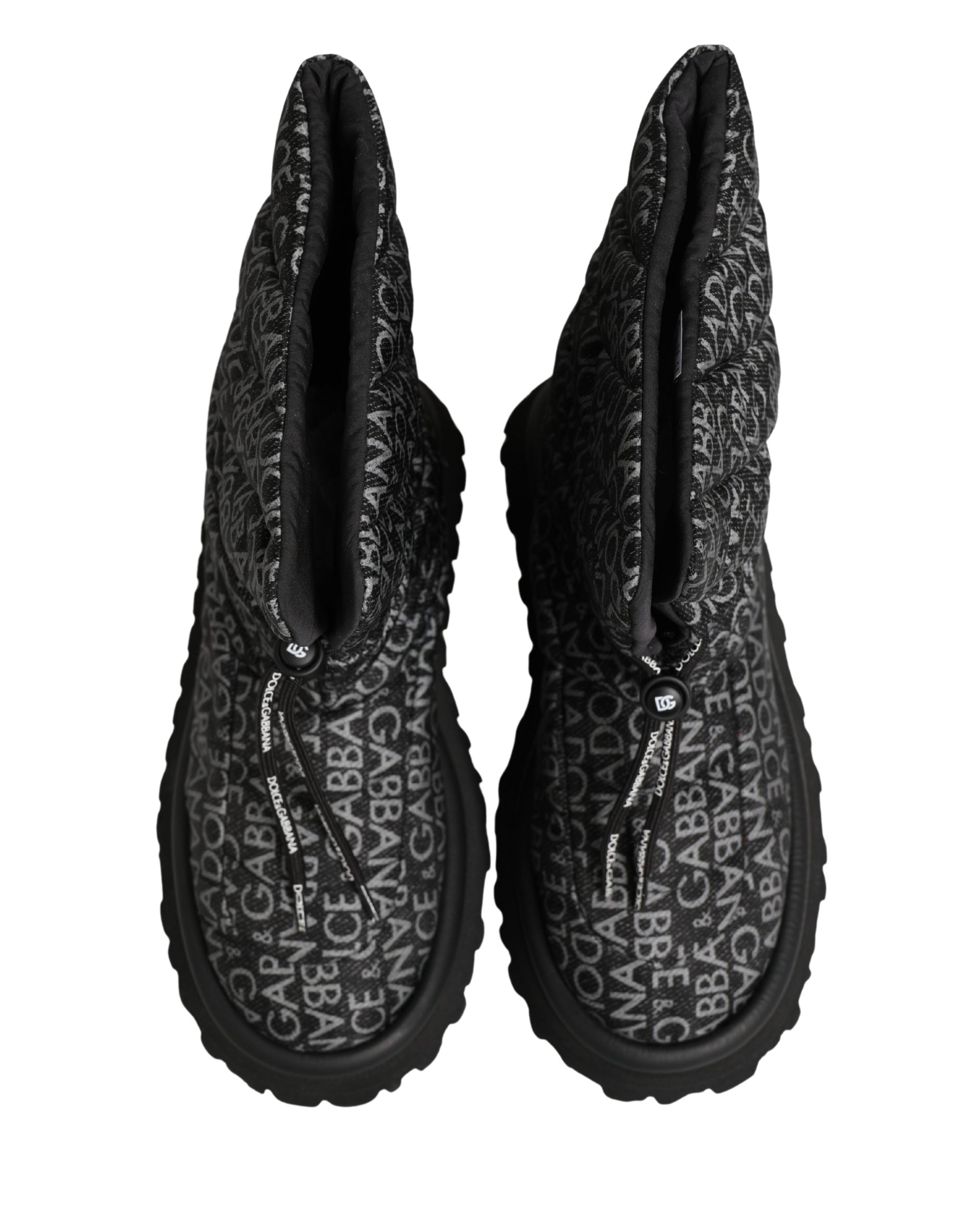 Dolce & Gabbana Black Logo Print Lace Up Snow Boots Shoes Dolce & Gabbana