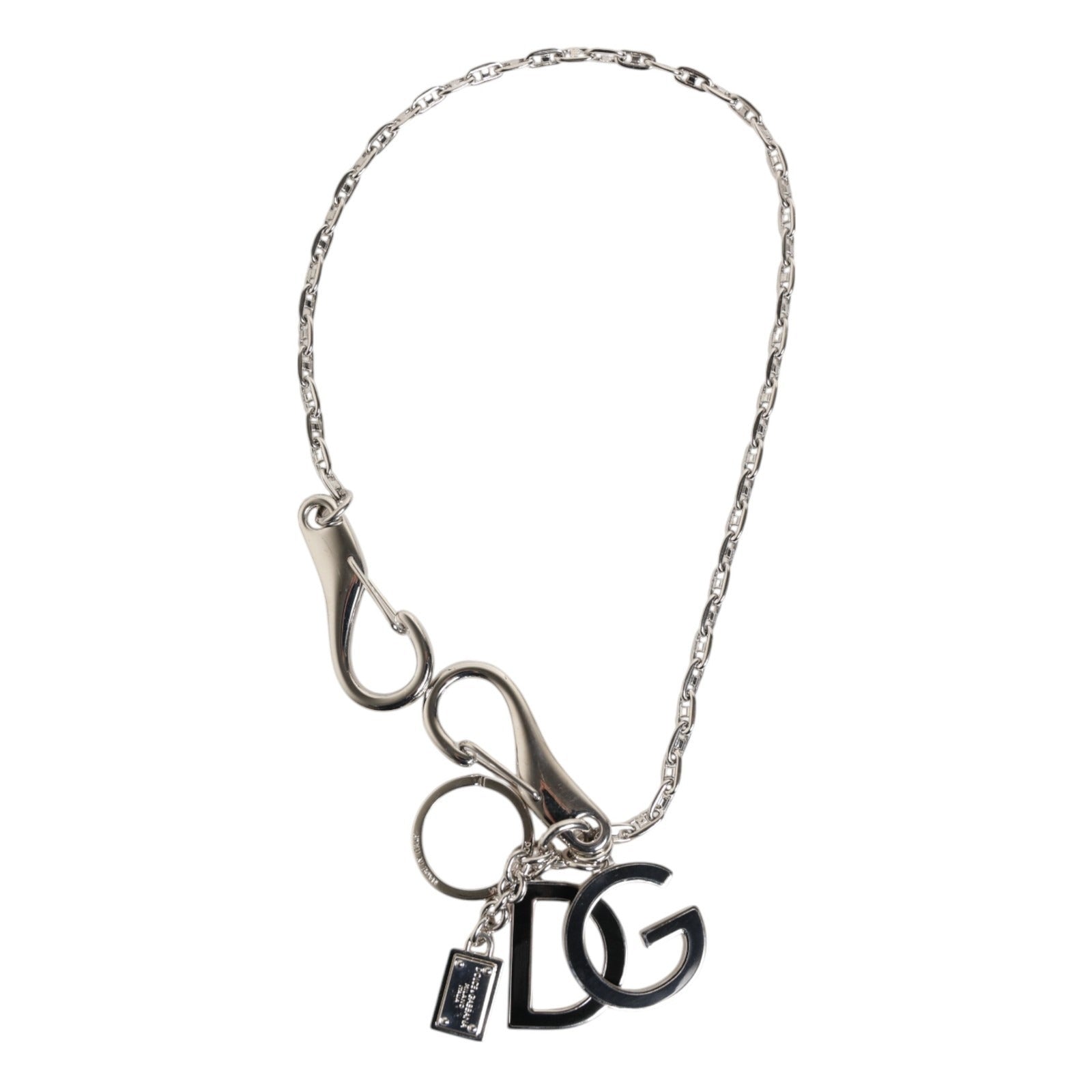 Dolce & Gabbana Silver Tone DG Logo Keychain Key Holder Bag Charm Keyring Dolce & Gabbana