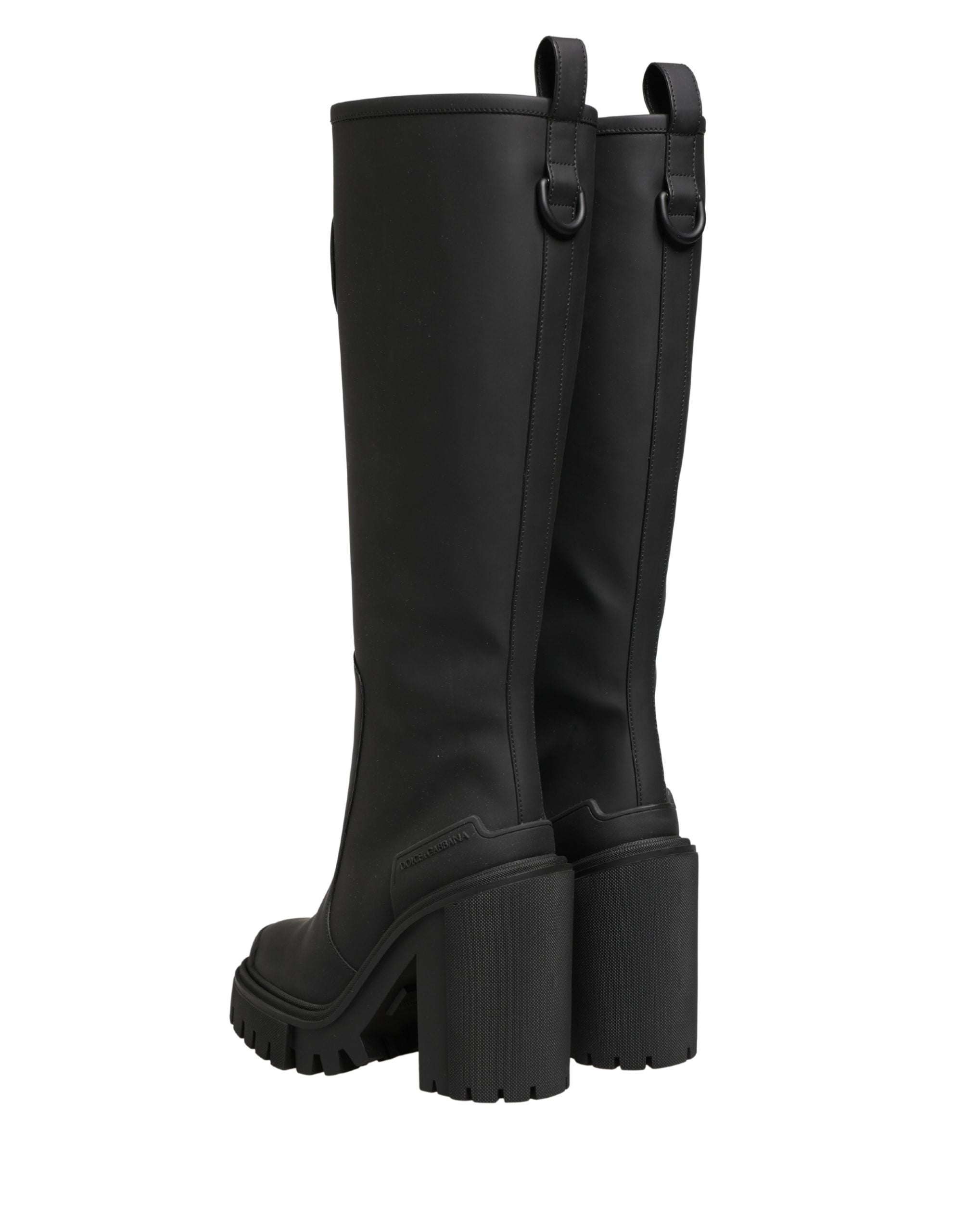 Dolce & Gabbana Black Rubberised Leather High Boots Shoes Dolce & Gabbana