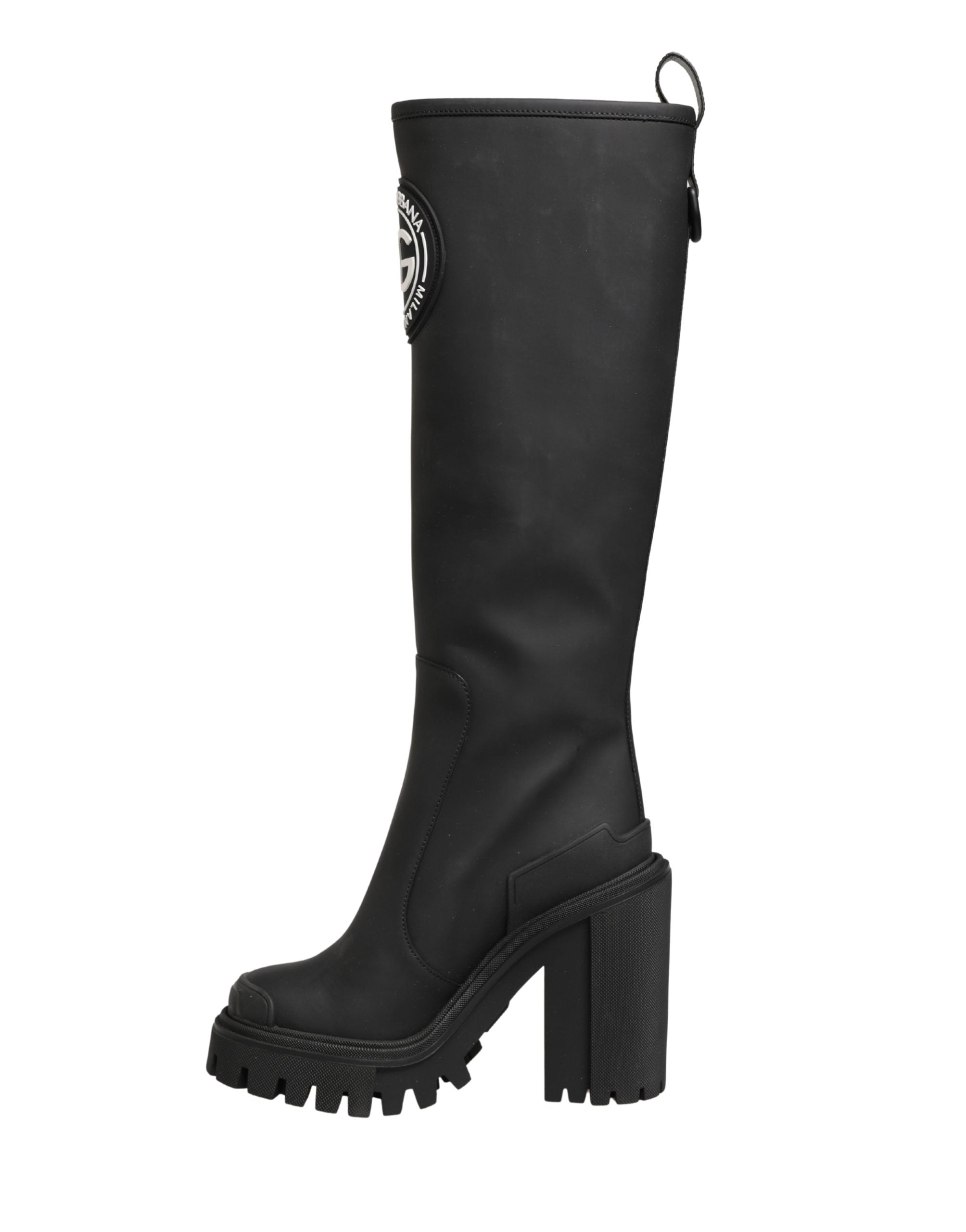 Dolce & Gabbana Black Rubberised Leather High Boots Shoes Dolce & Gabbana