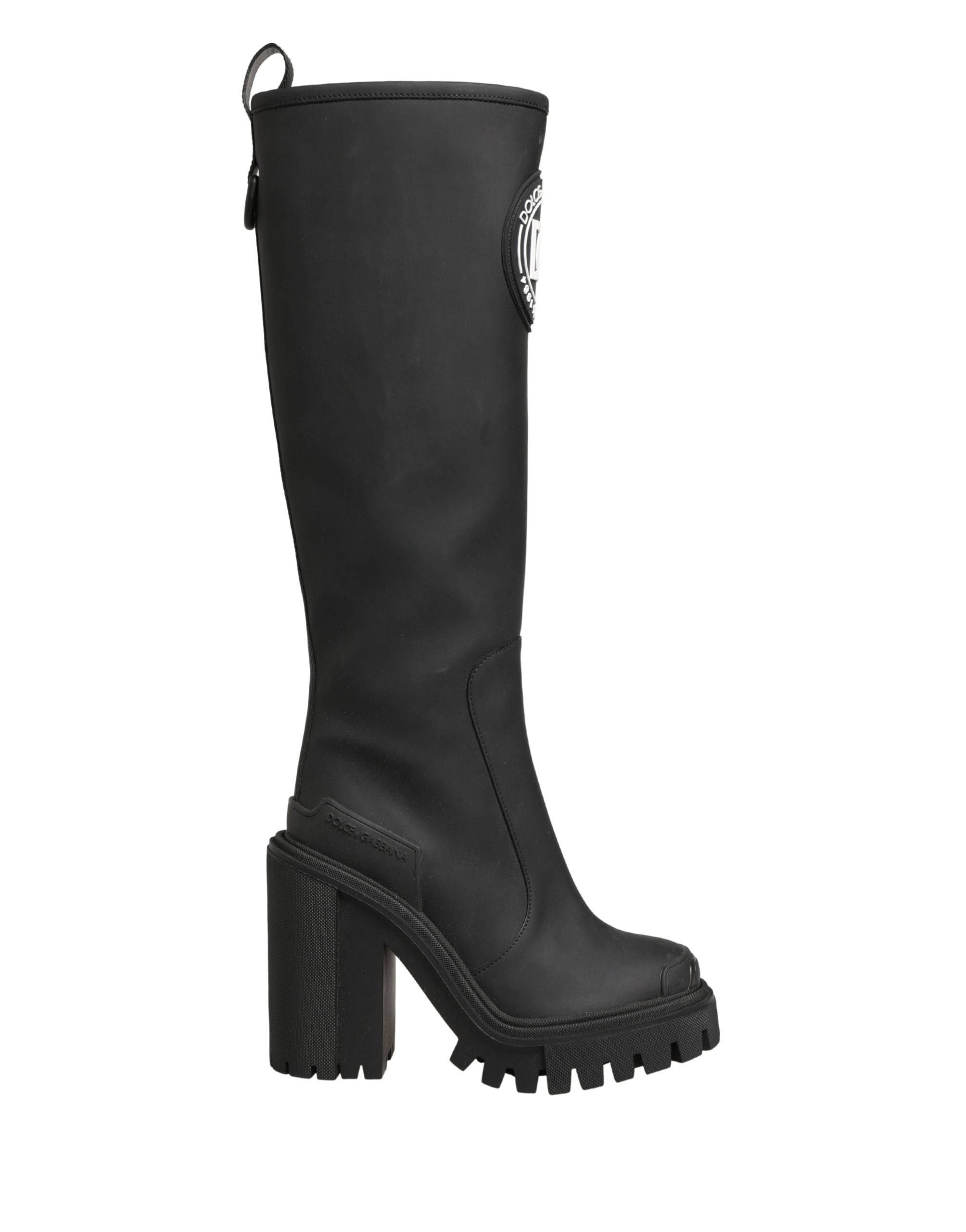 Dolce & Gabbana Black Rubberised Leather High Boots Shoes Dolce & Gabbana