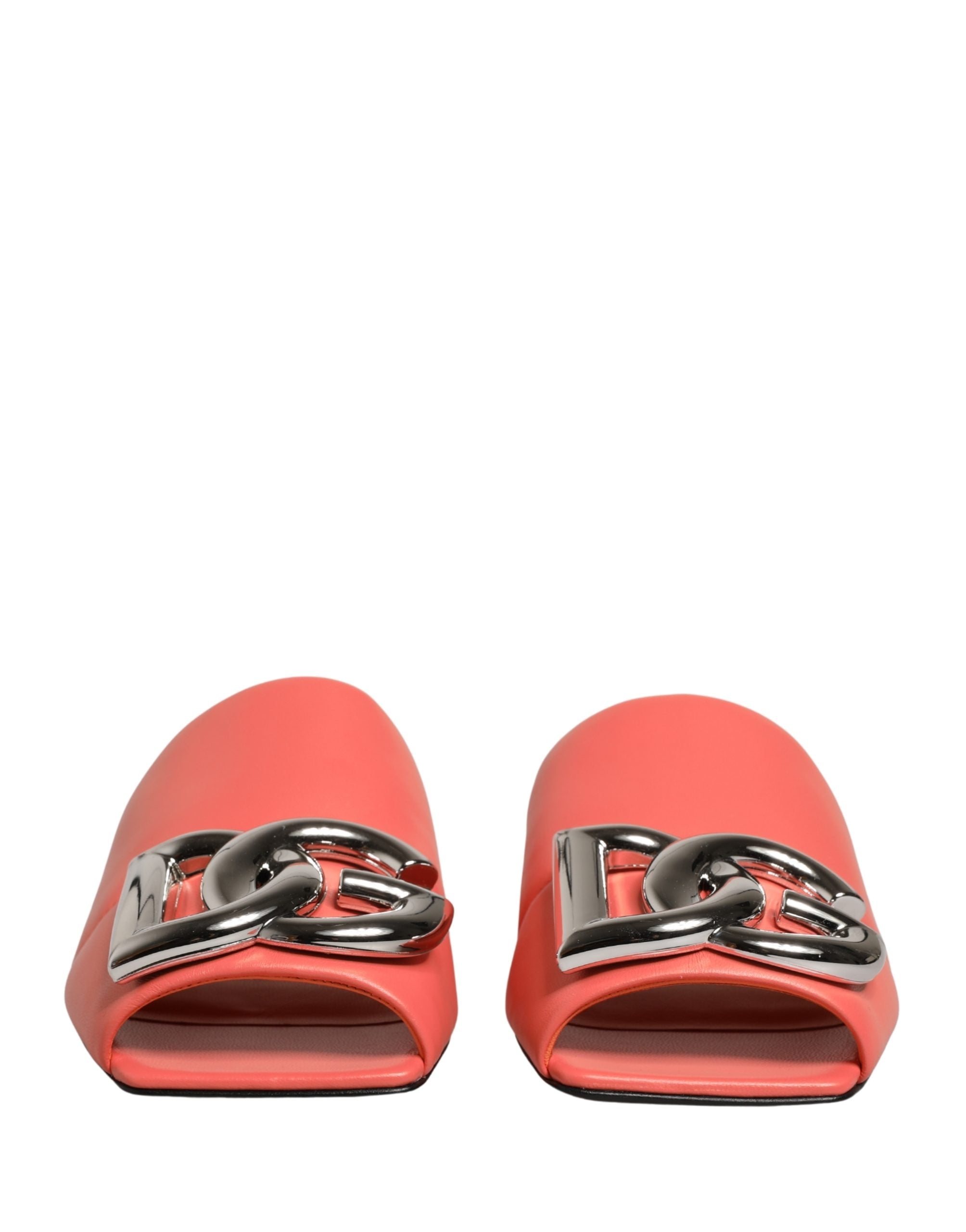 Dolce & Gabbana Orange DG Logo Leather Flats Sandals Shoes Dolce & Gabbana