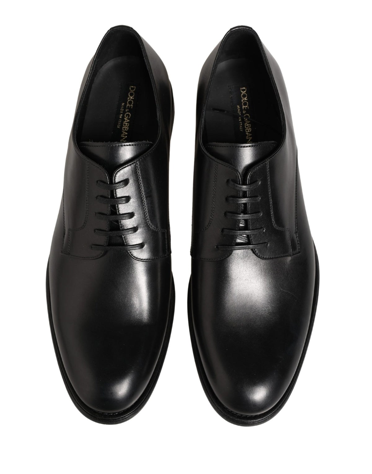 Dolce & Gabbana Black Calfskin Leather Derby Men Dress Shoes