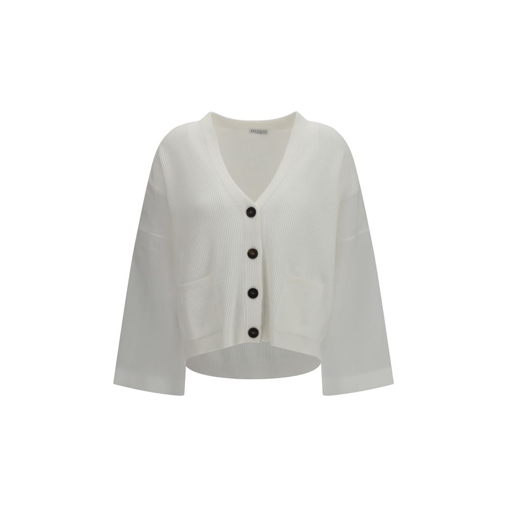 Brunello Cucinelli White Cotton Cardigan Brunello Cucinelli