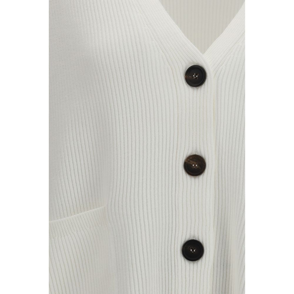Brunello Cucinelli White Cotton Cardigan Brunello Cucinelli