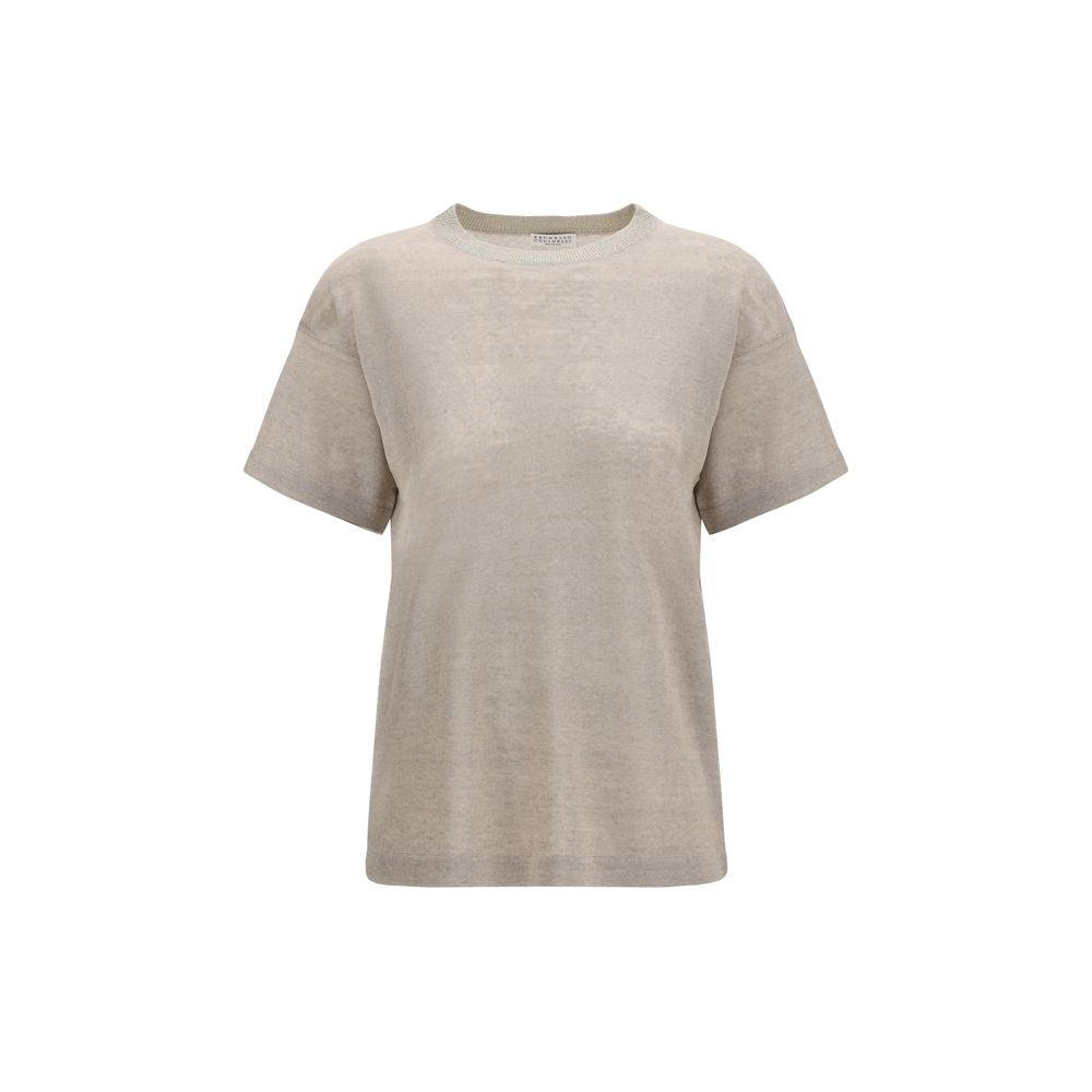 Brunello Cucinelli Beige Linen T-Shirt Brunello Cucinelli