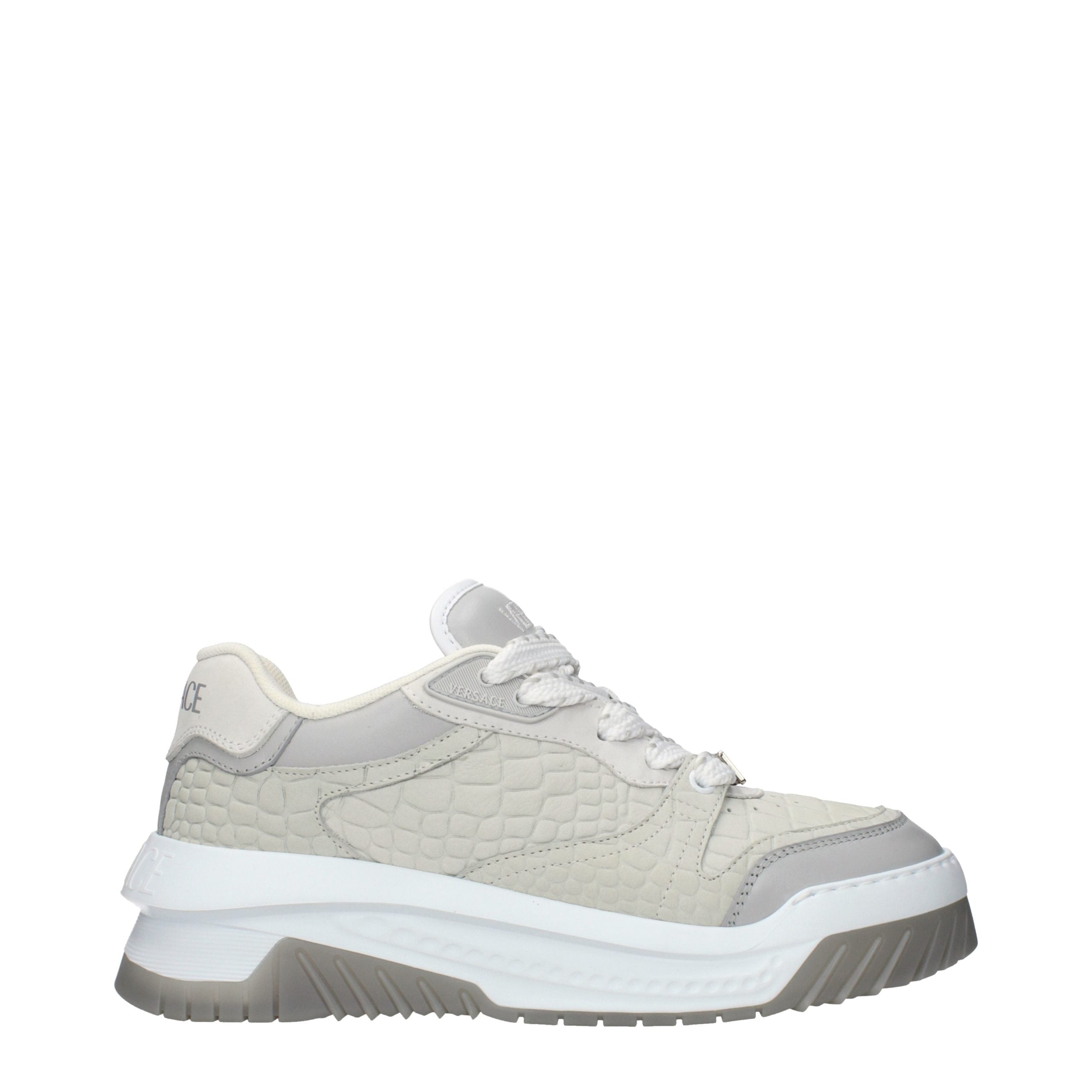 Versace Gray Leather Low Top Sneakers Versace