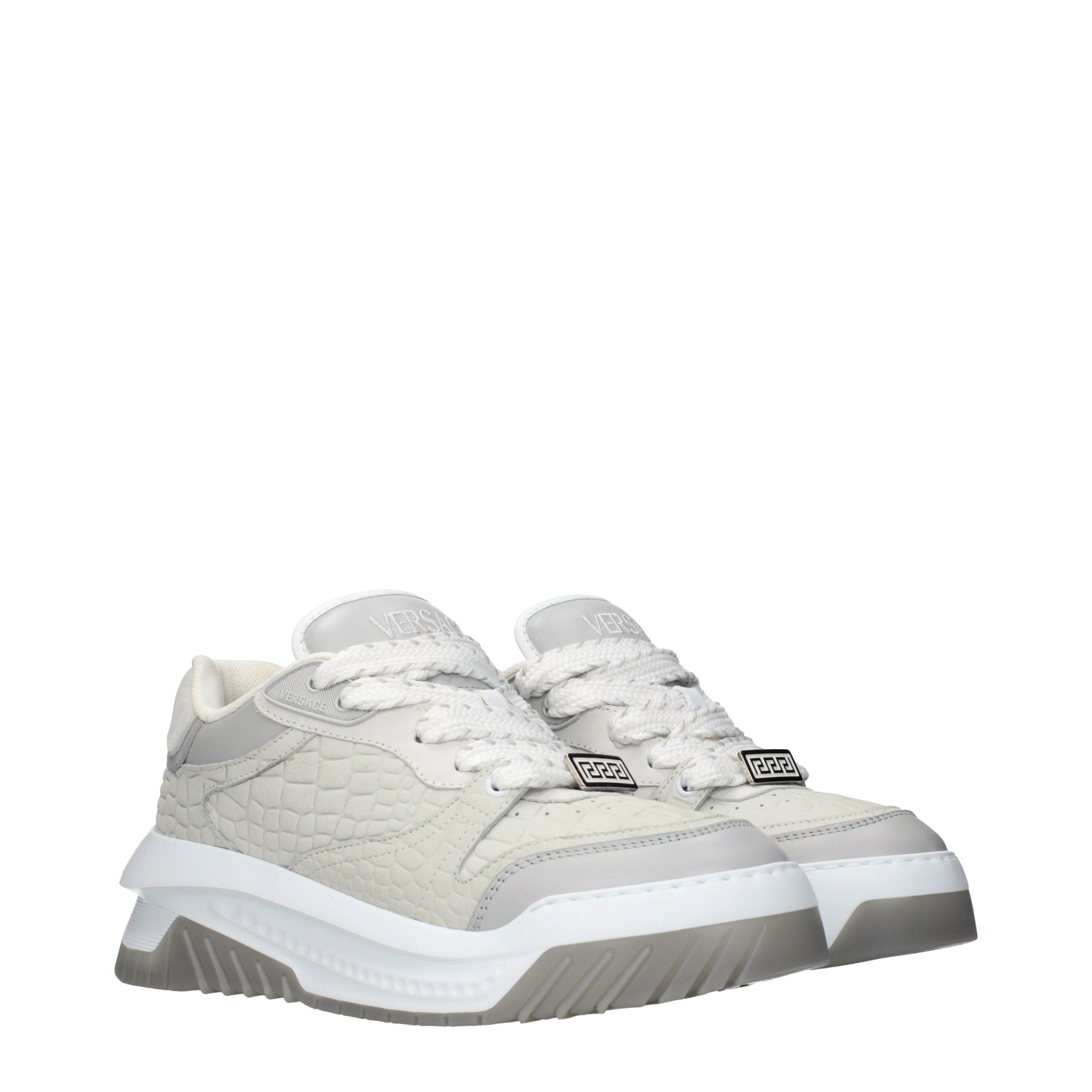 Versace Gray Leather Low Top Sneakers Versace