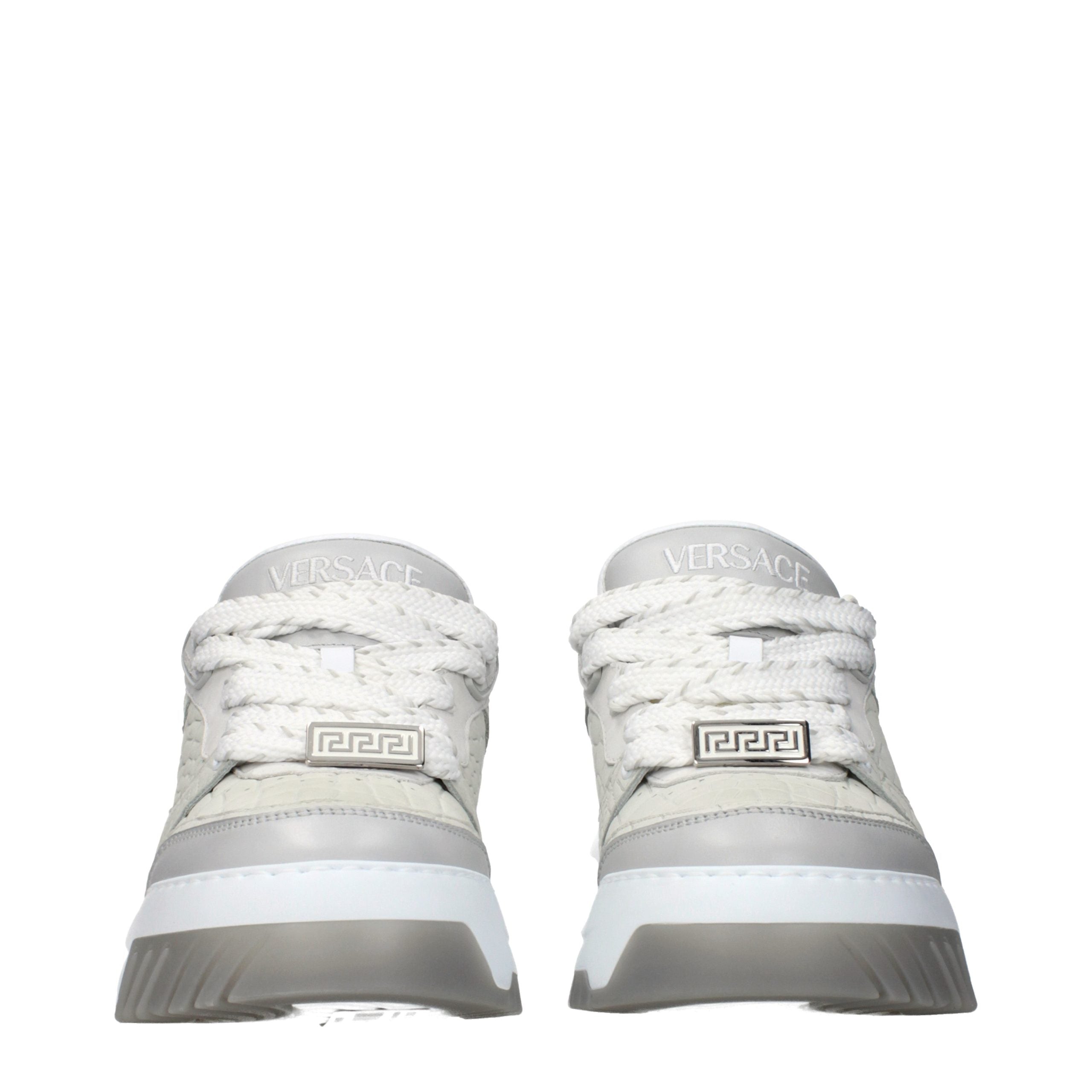 Versace Gray Leather Low Top Sneakers Versace