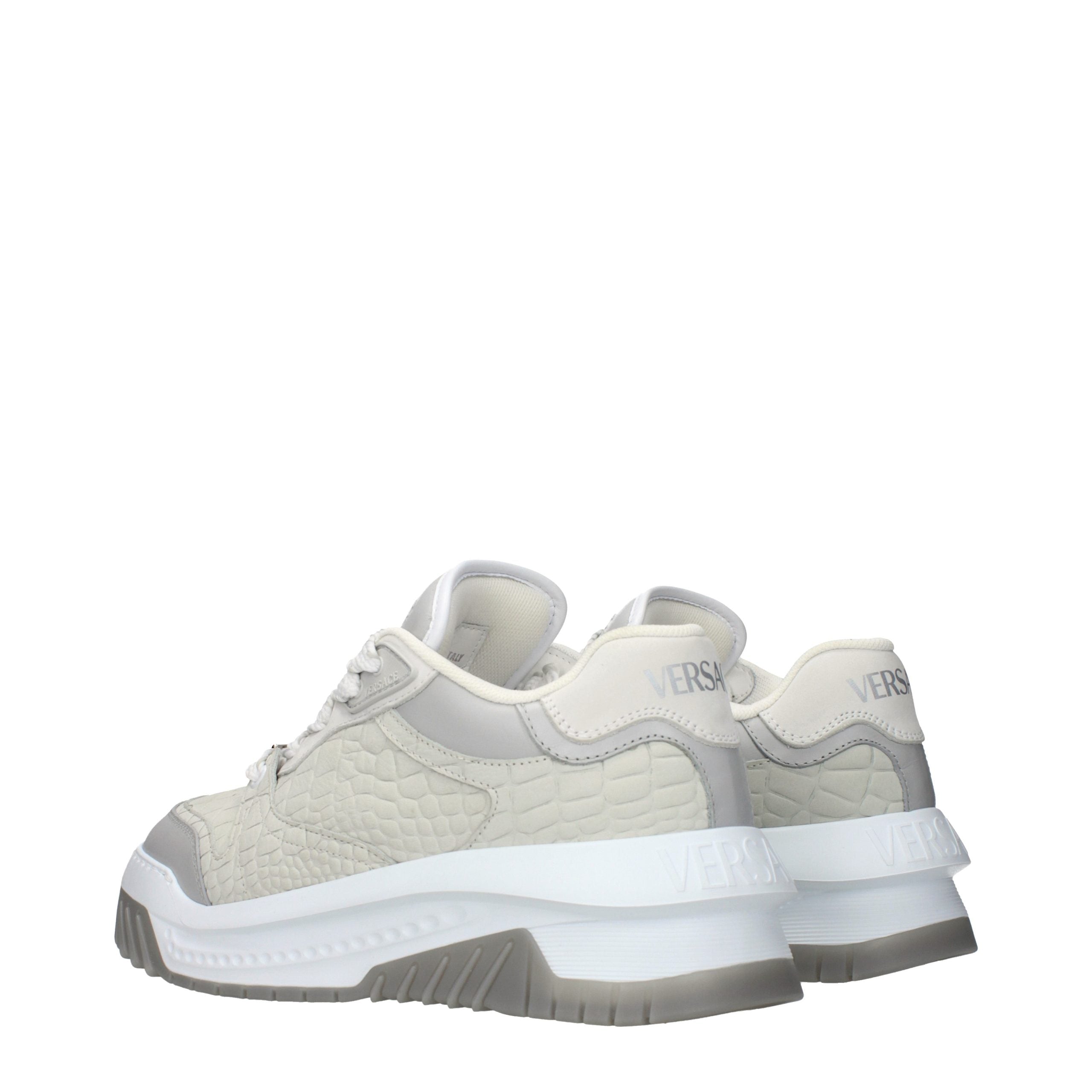 Versace Gray Leather Low Top Sneakers Versace