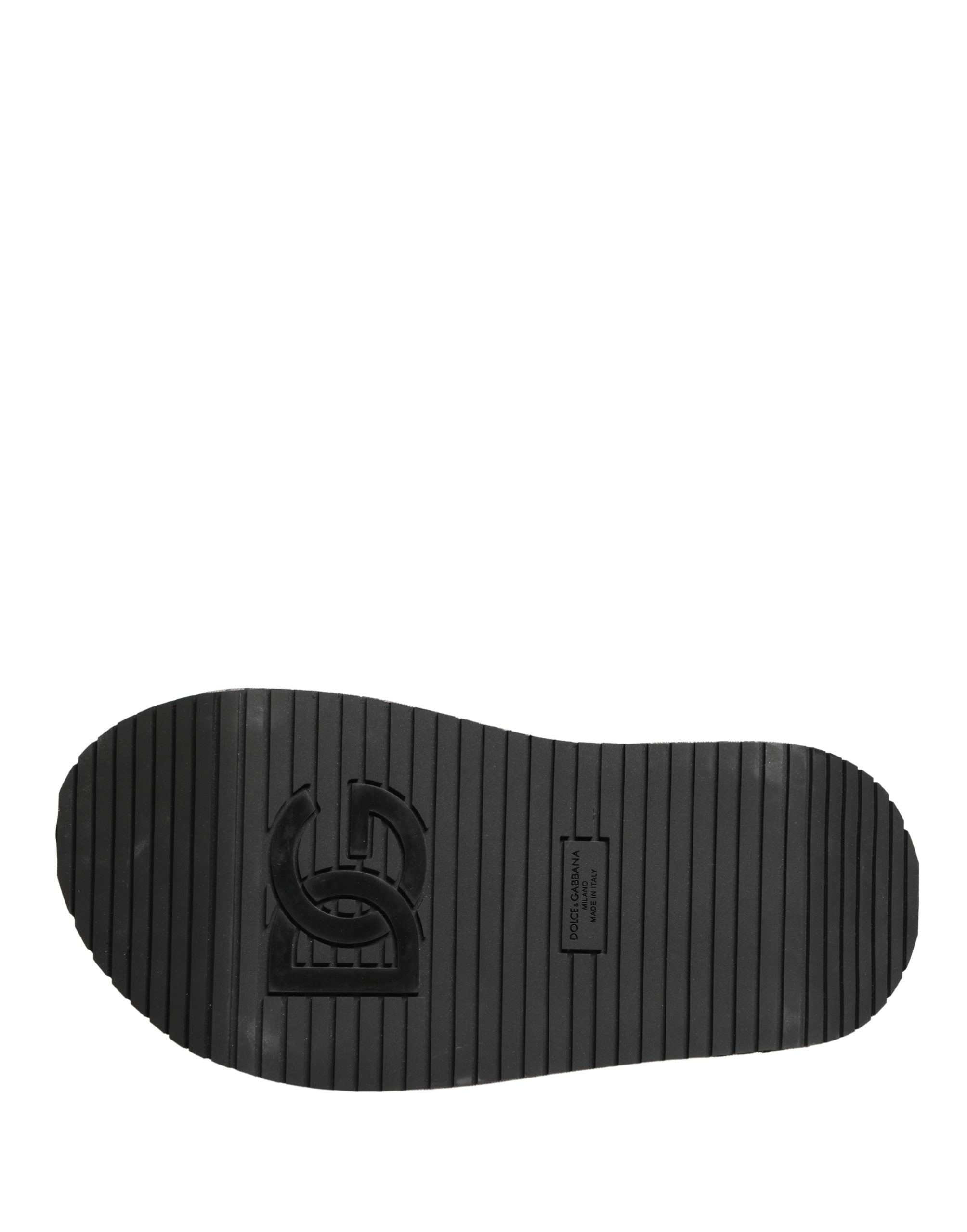 Dolce & Gabbana Gray Leather Monogram Logo Sandals Shoes Dolce & Gabbana