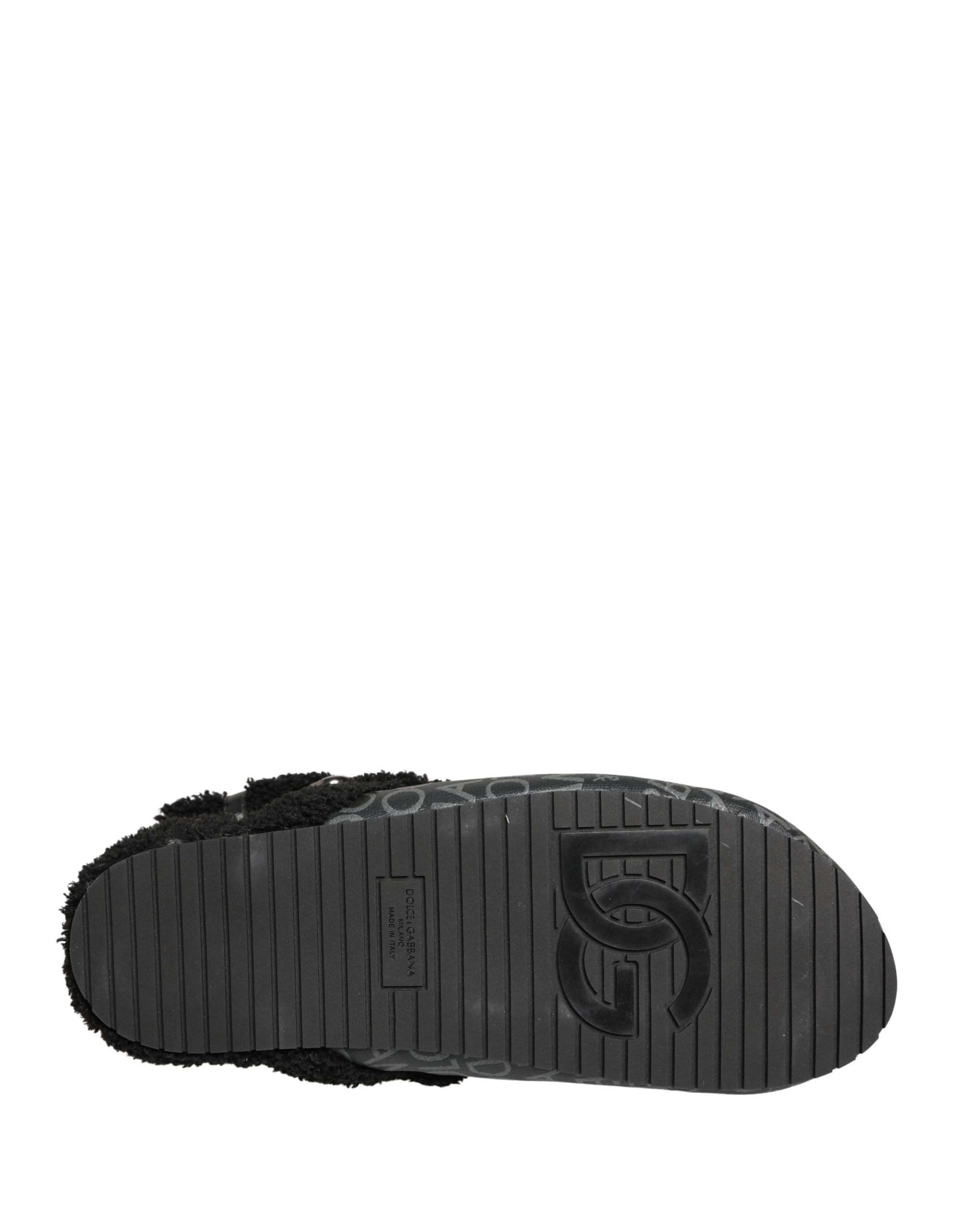 Dolce & Gabbana Gray Faux Fur Jacquard Mules Sandals Shoes Dolce & Gabbana